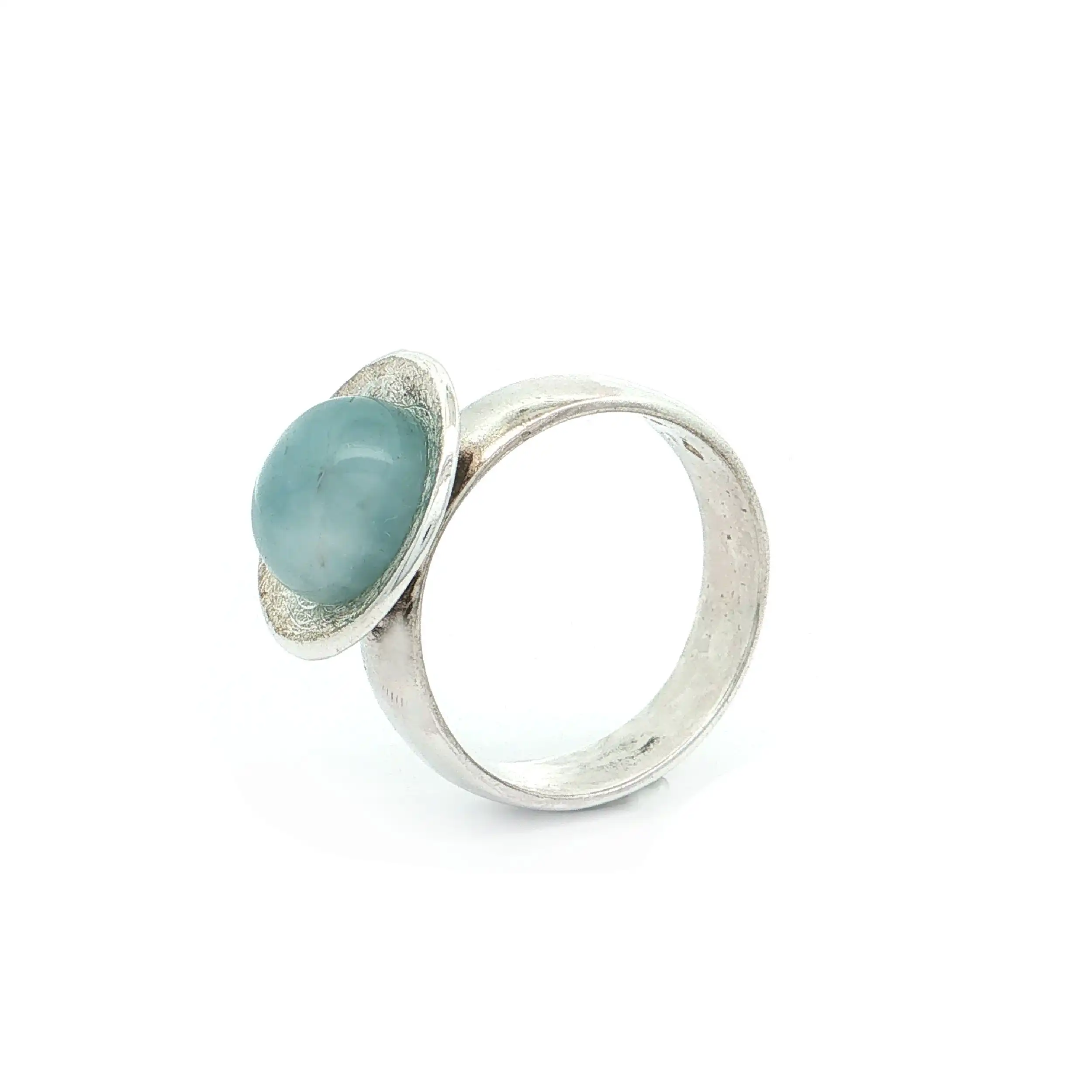 Ring Silber mit Aquamarin Cabochon