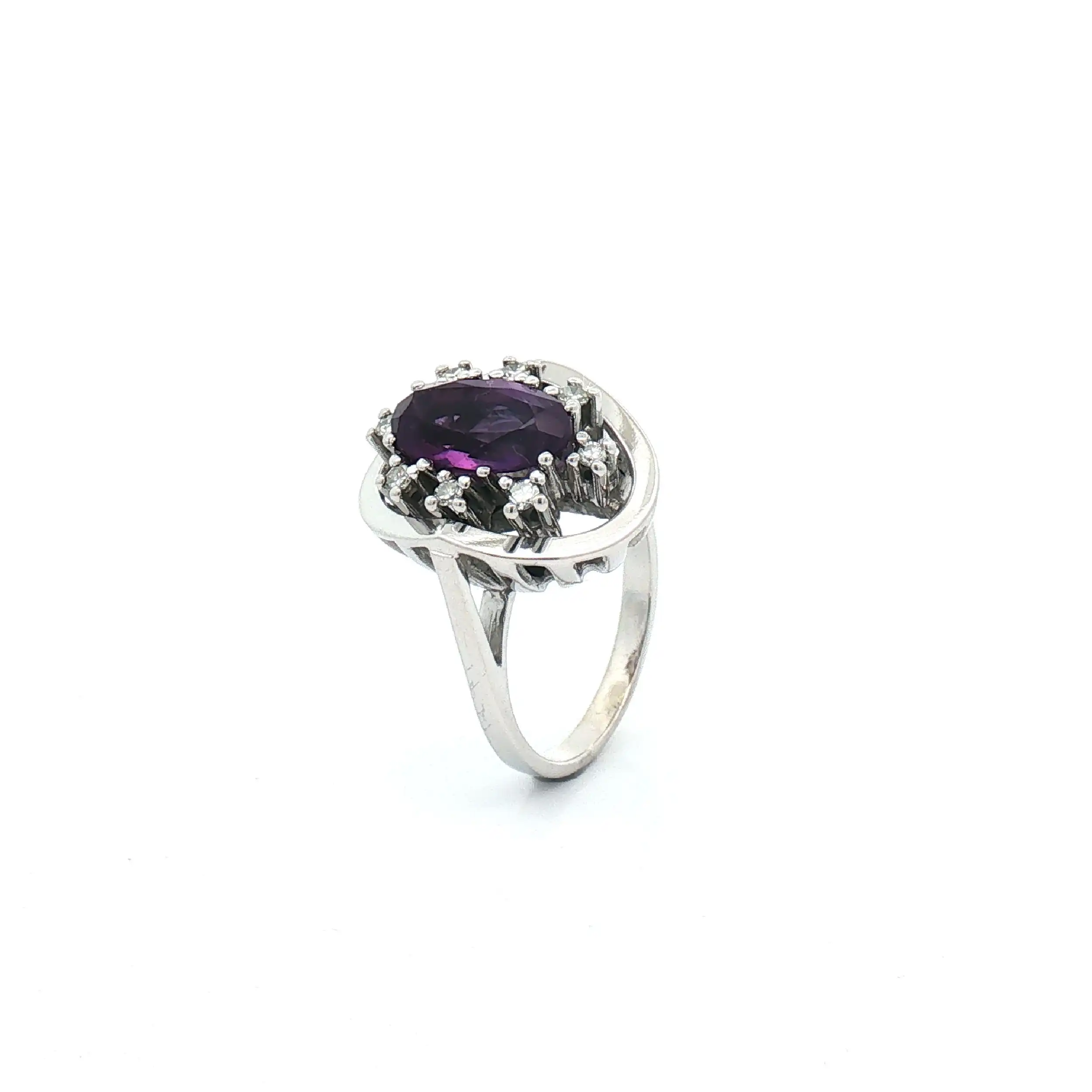 Ring Weißgold mit Diamanten und Amethyst
