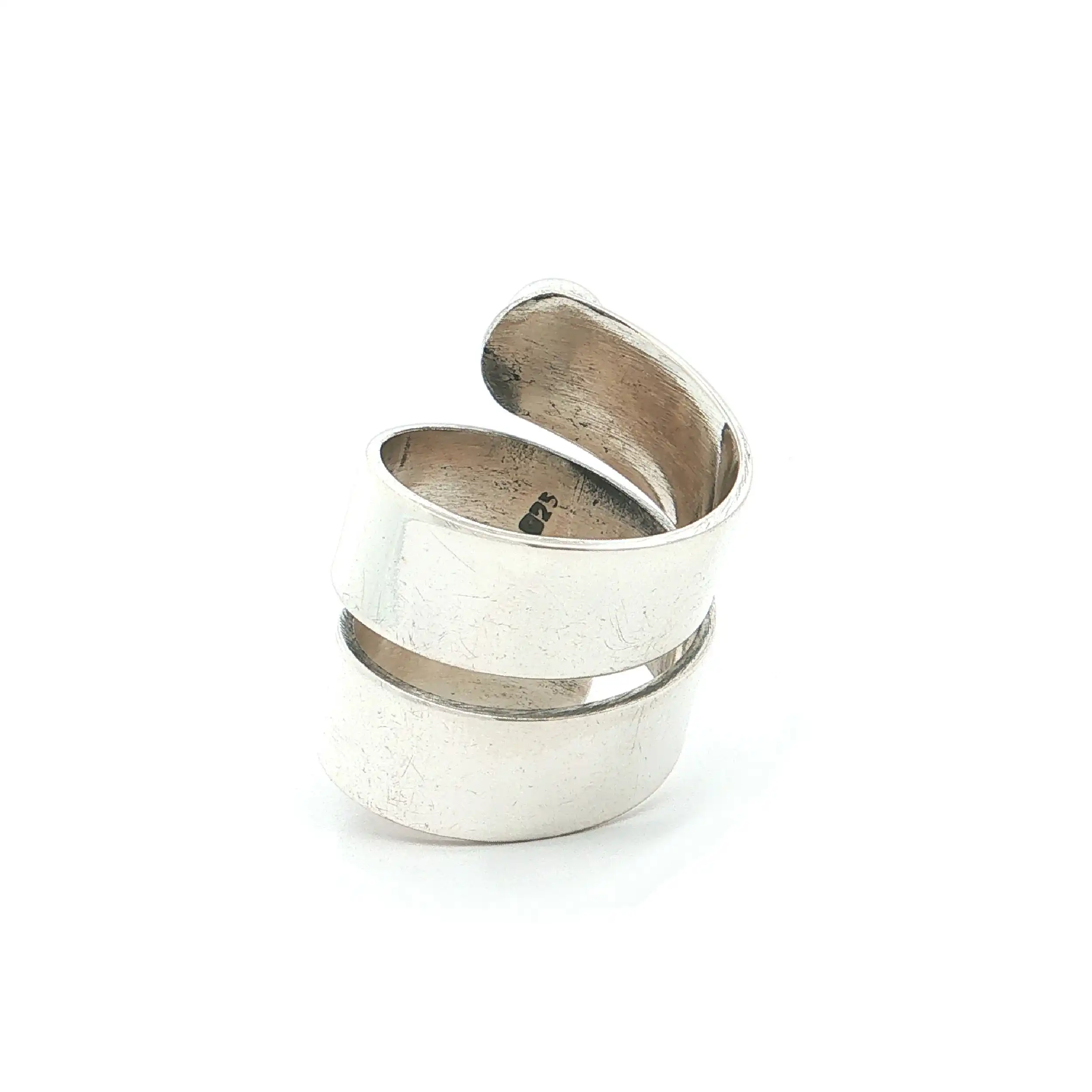 Wickelring Silber mit blauem Chalcedon