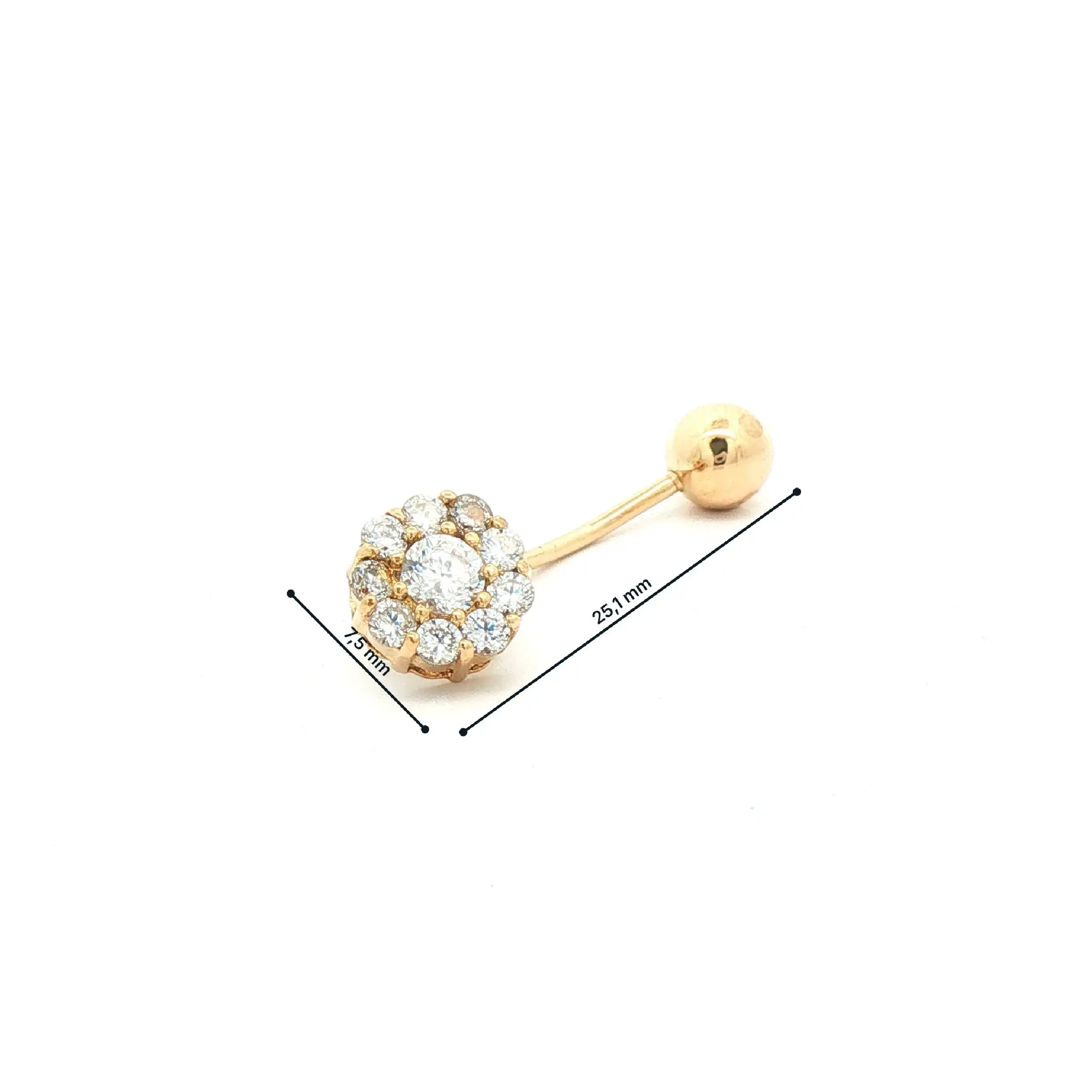 Piercing Gelbgold mit Zirkonia Piercing Gelbgold mit Zirkonia
