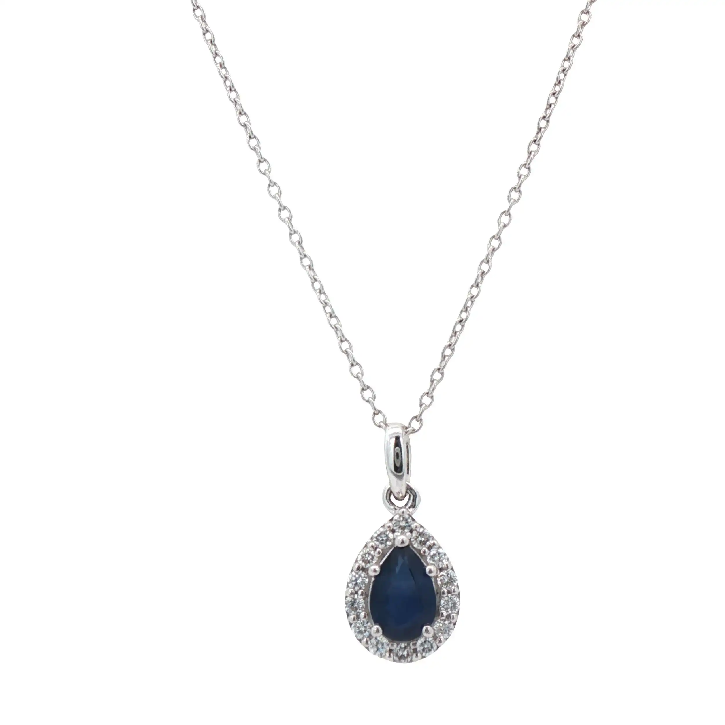 Ankercollier Weißgold "Tropfen" mit Brillanten und Saphir Ankercollier Weißgold "Tropfen" mit Brillanten und Saphir