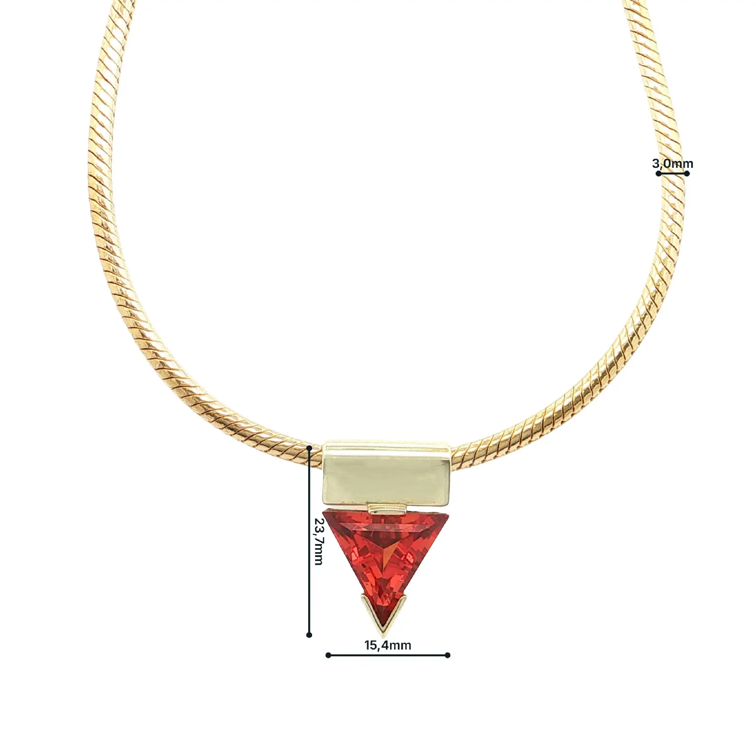 Schlangencollier Gelbgold mit synthetischem orangenen Saphir Schlangencollier Gelbgold mit synthetischem orangenen Saphir