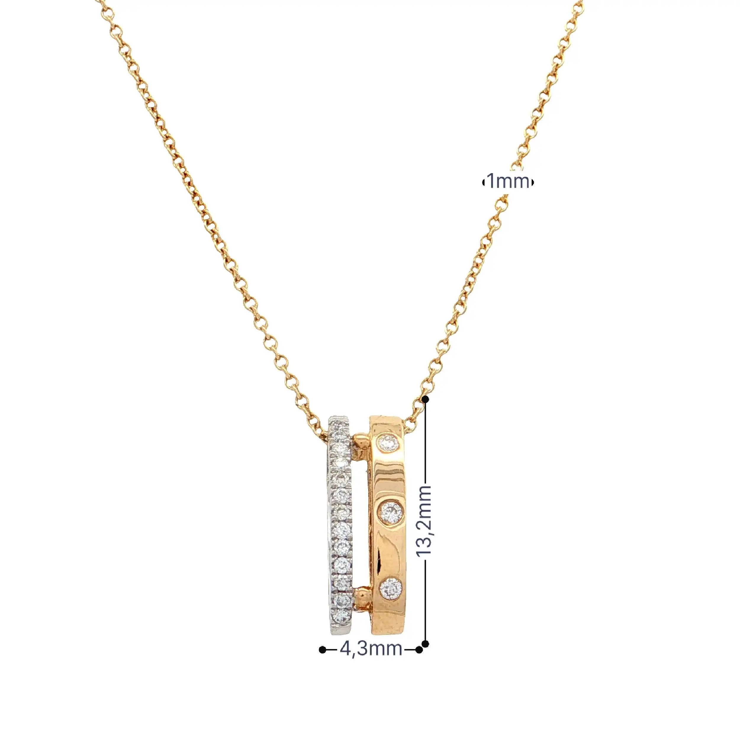 Ankercollier mit Bicoloranhänger mit Brillanten