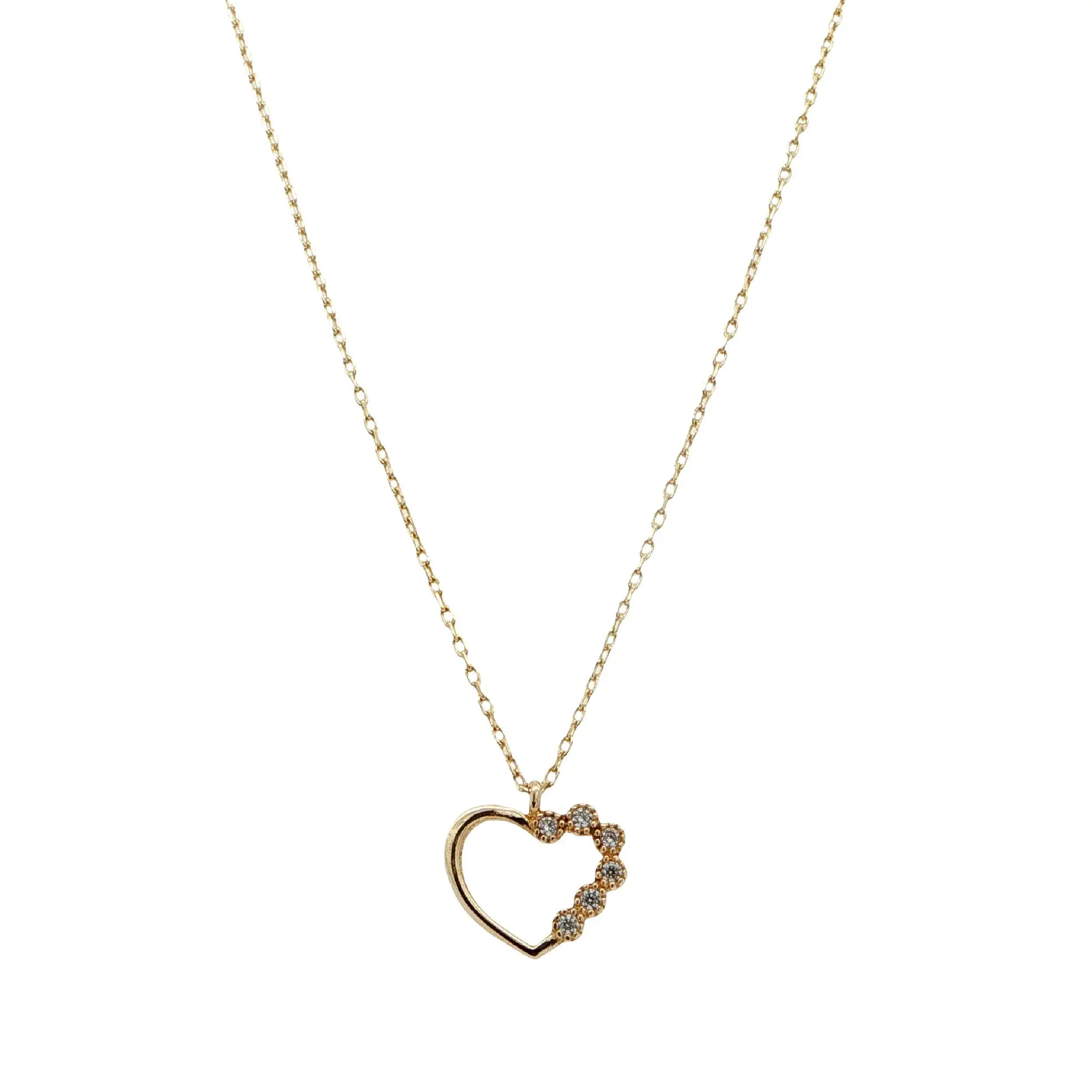 Ankerkette Gelbgold mit Herzanhänger & Zirkonia Ankerkette Gelbgold mit Herzanhänger & Zirkonia