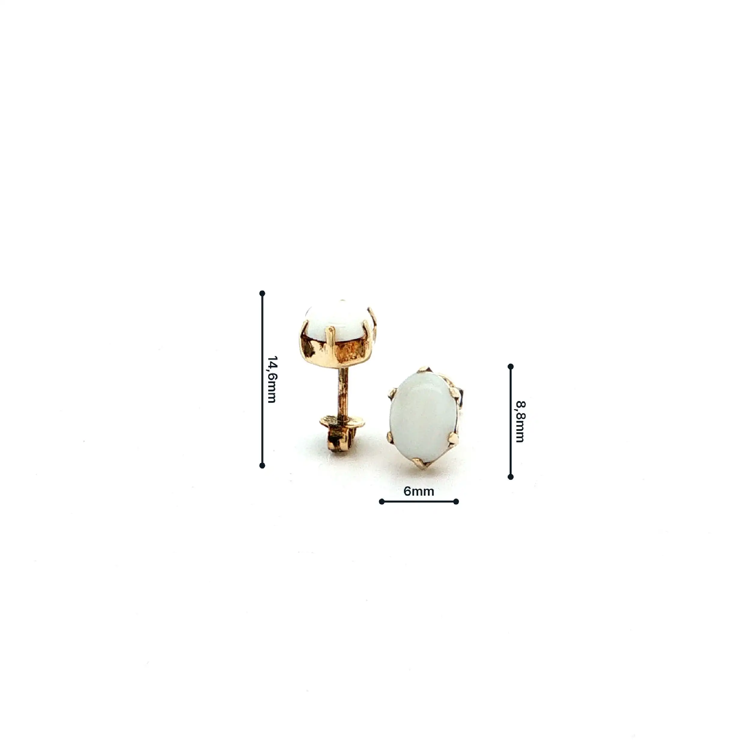 Ohrstecker Gelbgold mit weißem Opal