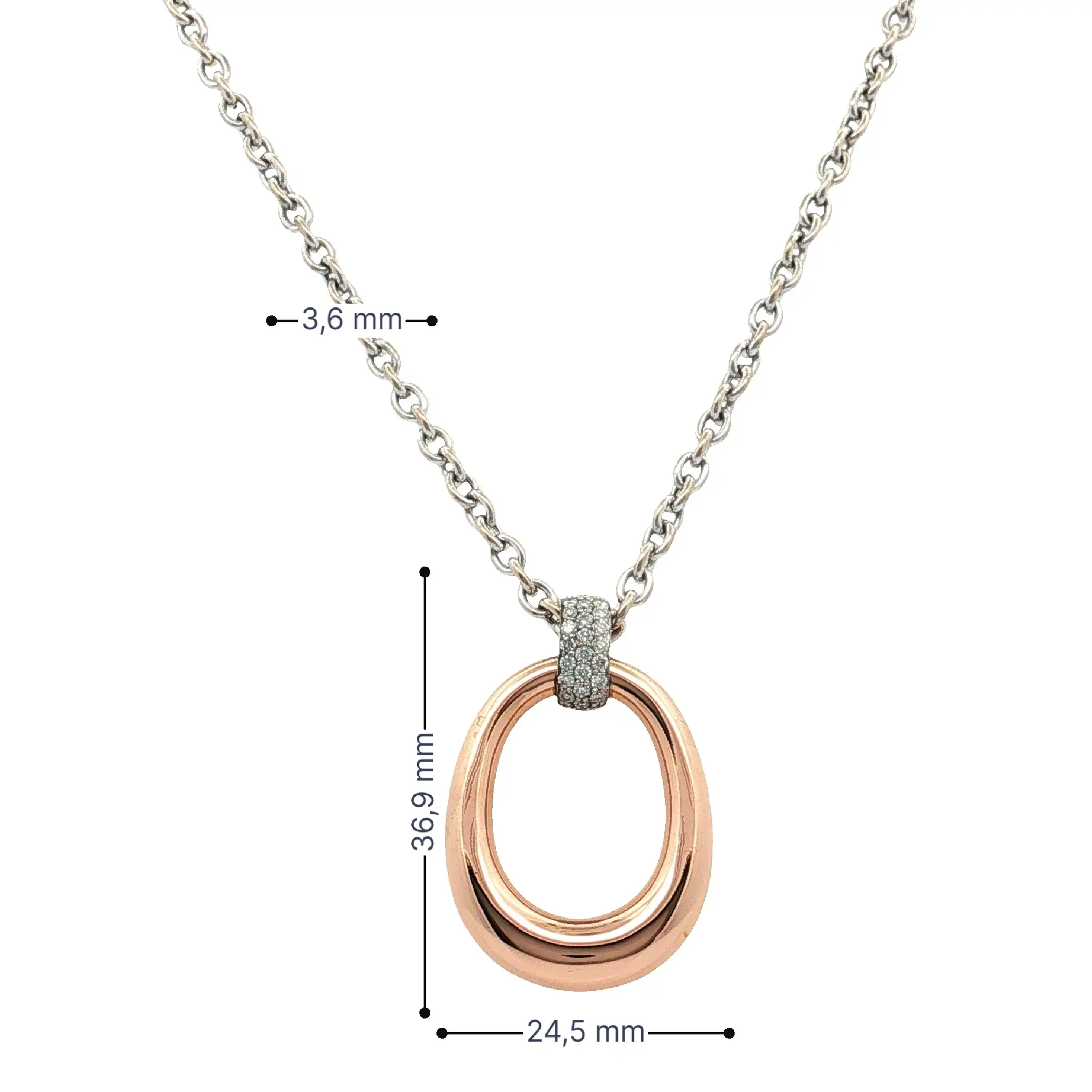 Kette Weißgold mit Anhänger Rosegold Al Coro mit Brillanten Kette Weißgold mit Anhänger Rosegold Al Coro mit Brillanten