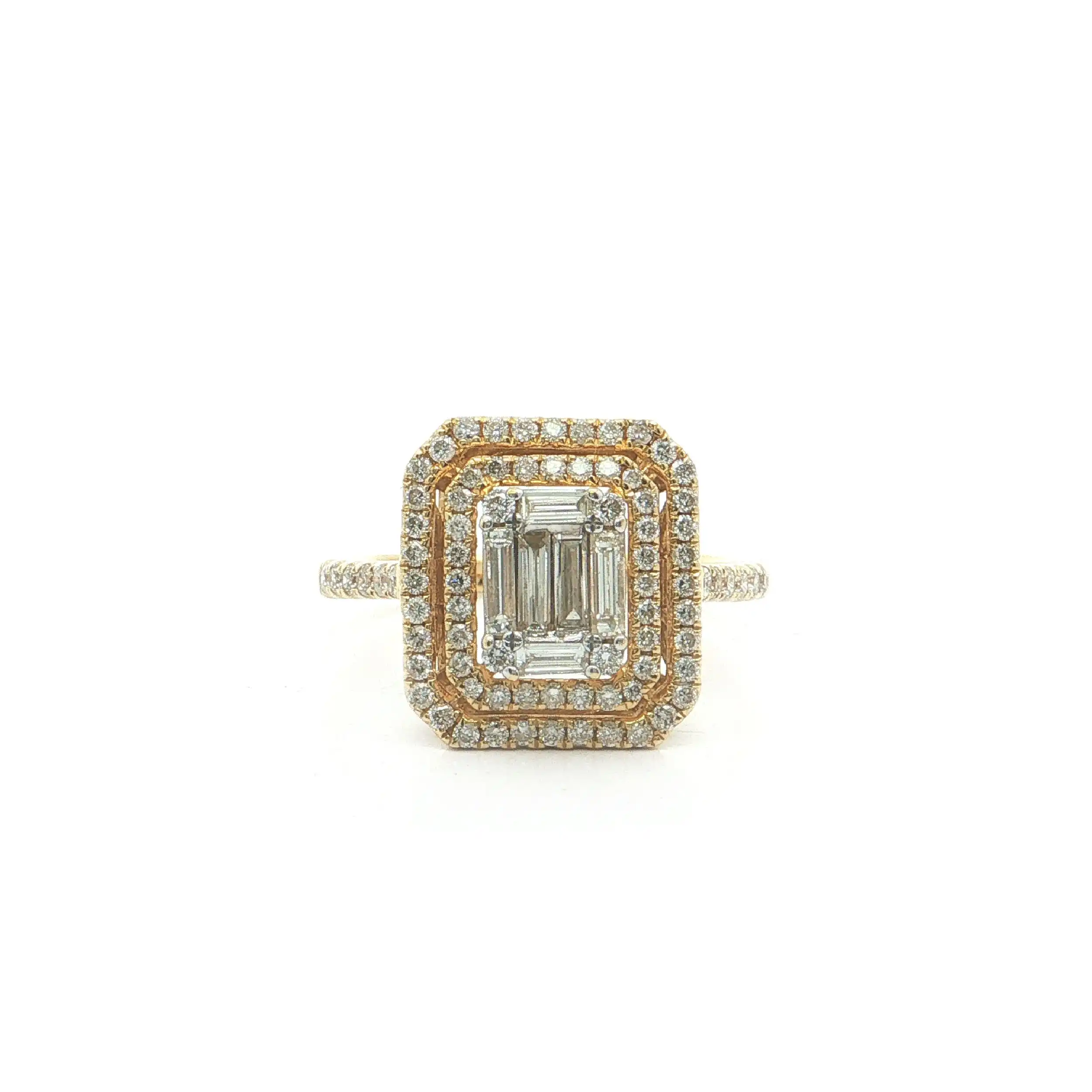 Ring Gelbgold mit Diamanten und Brillanten, graviert mit 0,95ct Ring Gelbgold mit Diamanten und Brillanten, graviert mit 0,95ct
