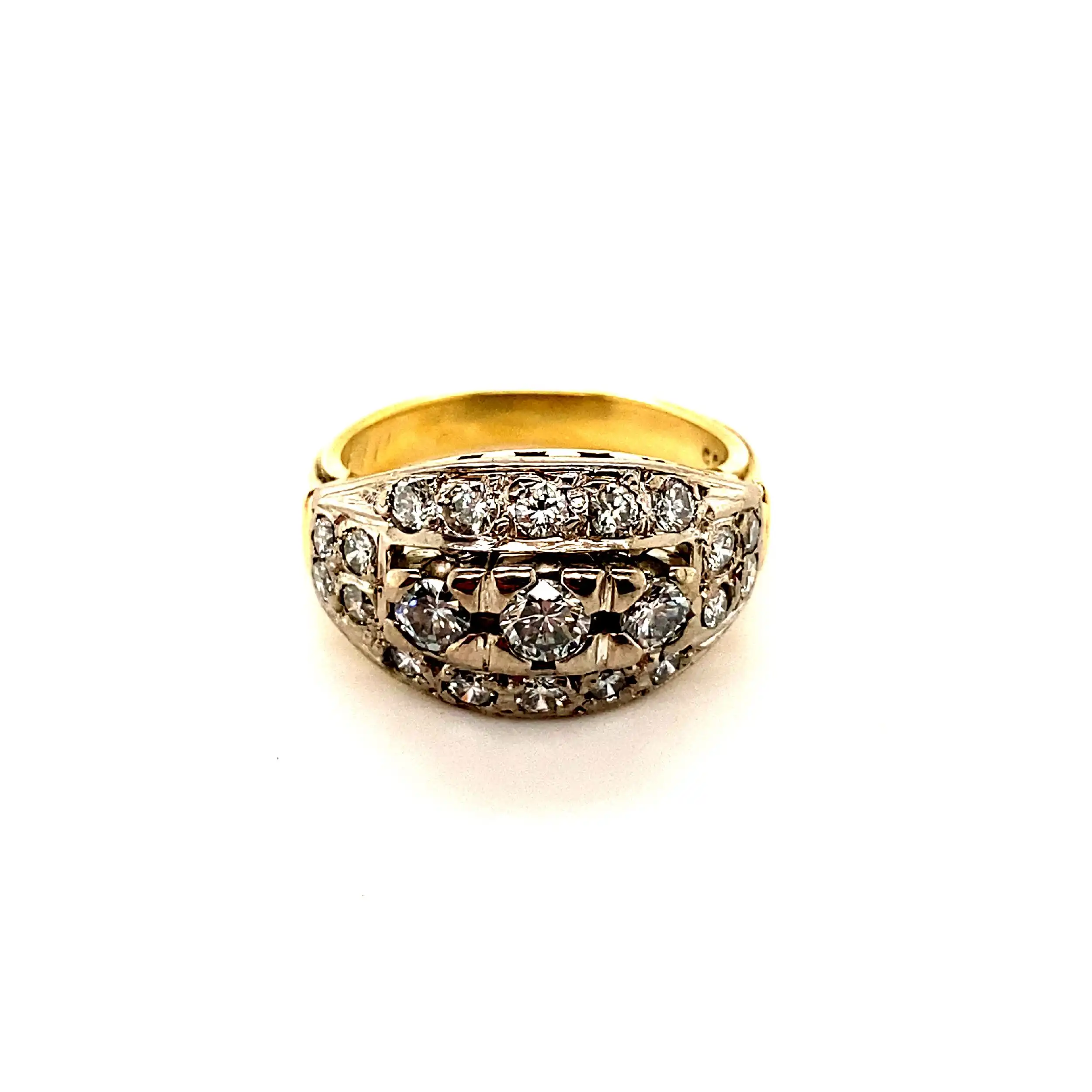 Ring Bicolor mit Brillanten und Diamant, graviert mit 1,10ct