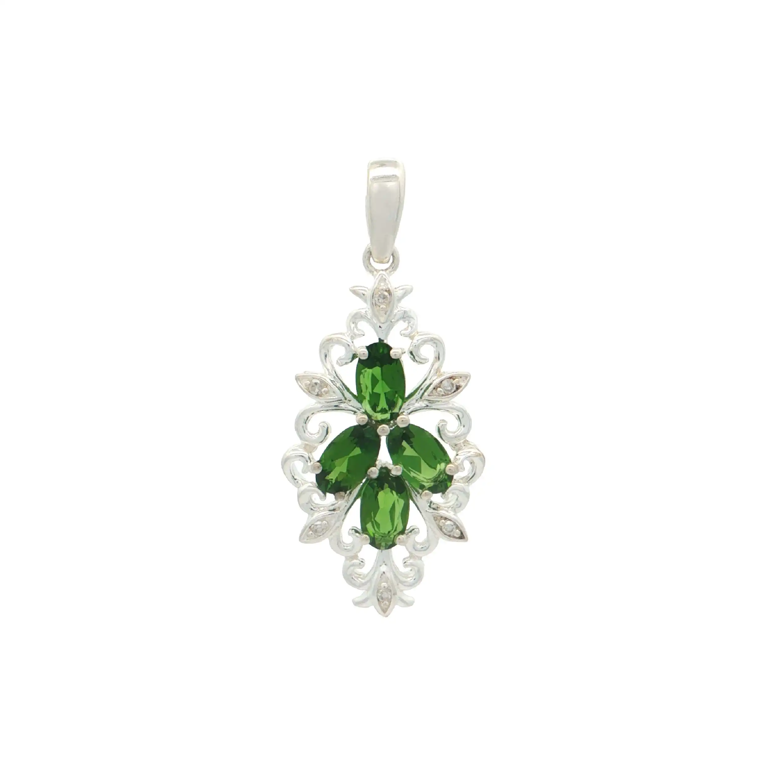 Silberanhänger mit Peridot und Diamanten