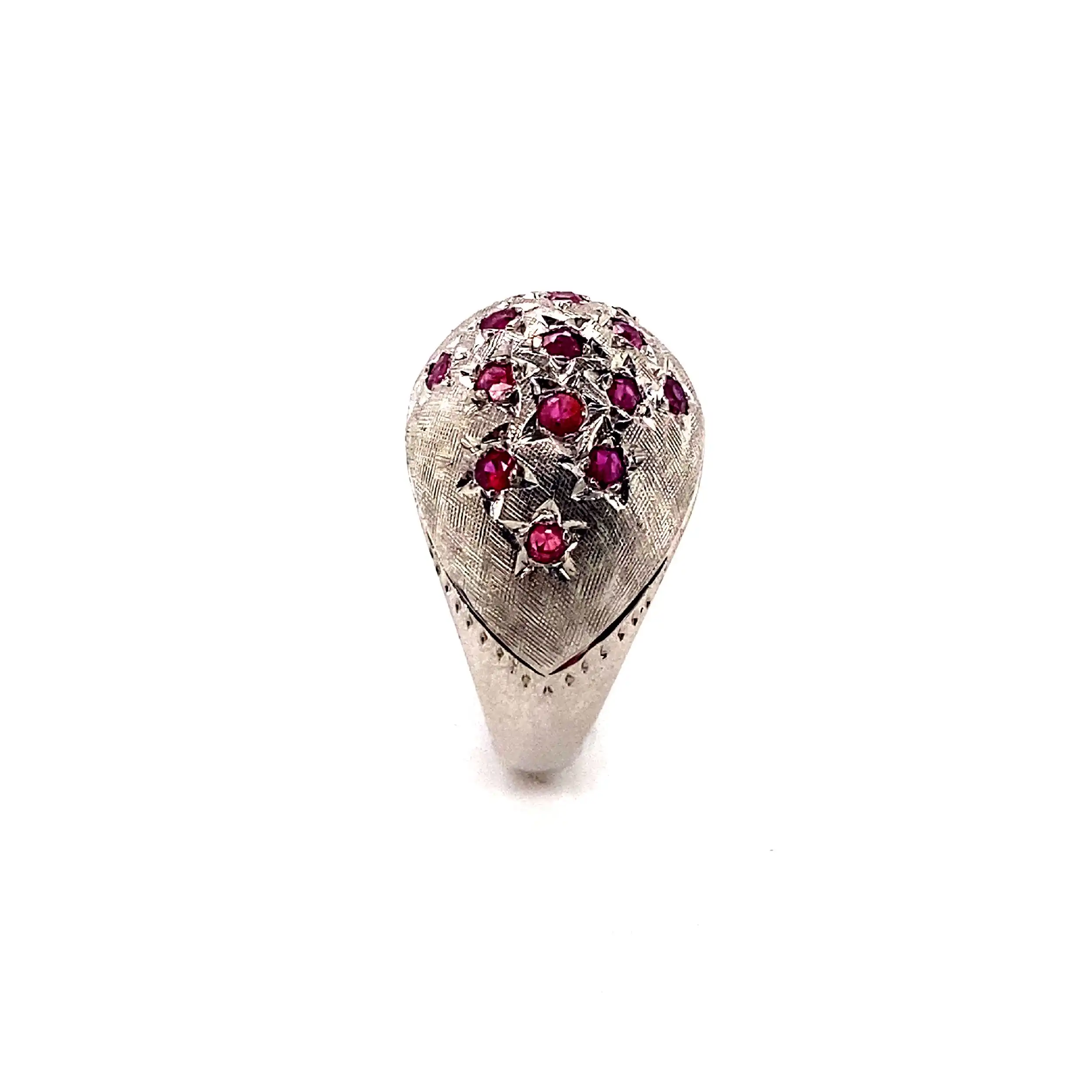 Ring Weißgold mit roten Steinen