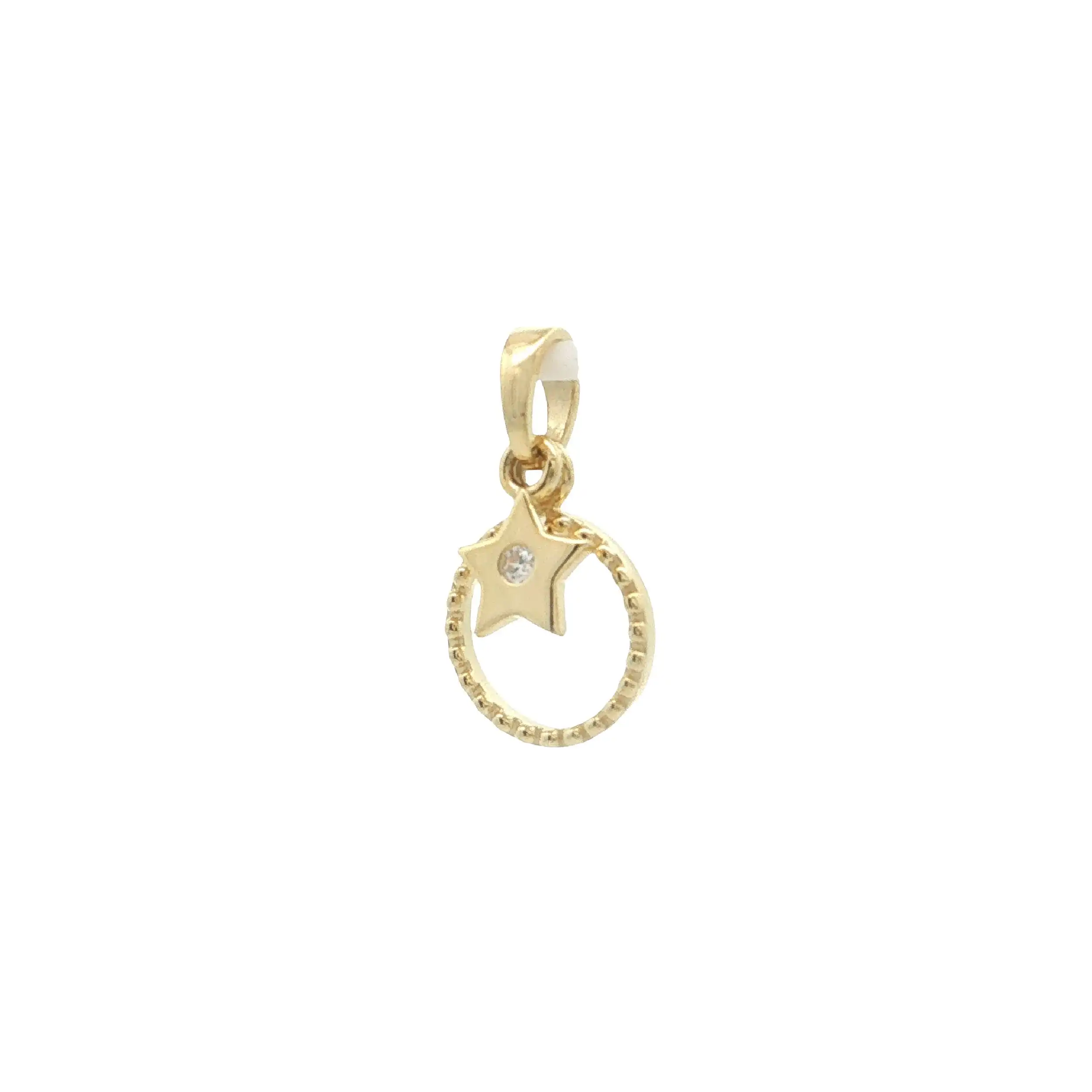 Anhänger Gelbgold Kreis mit Sternchen mit Zirkonia