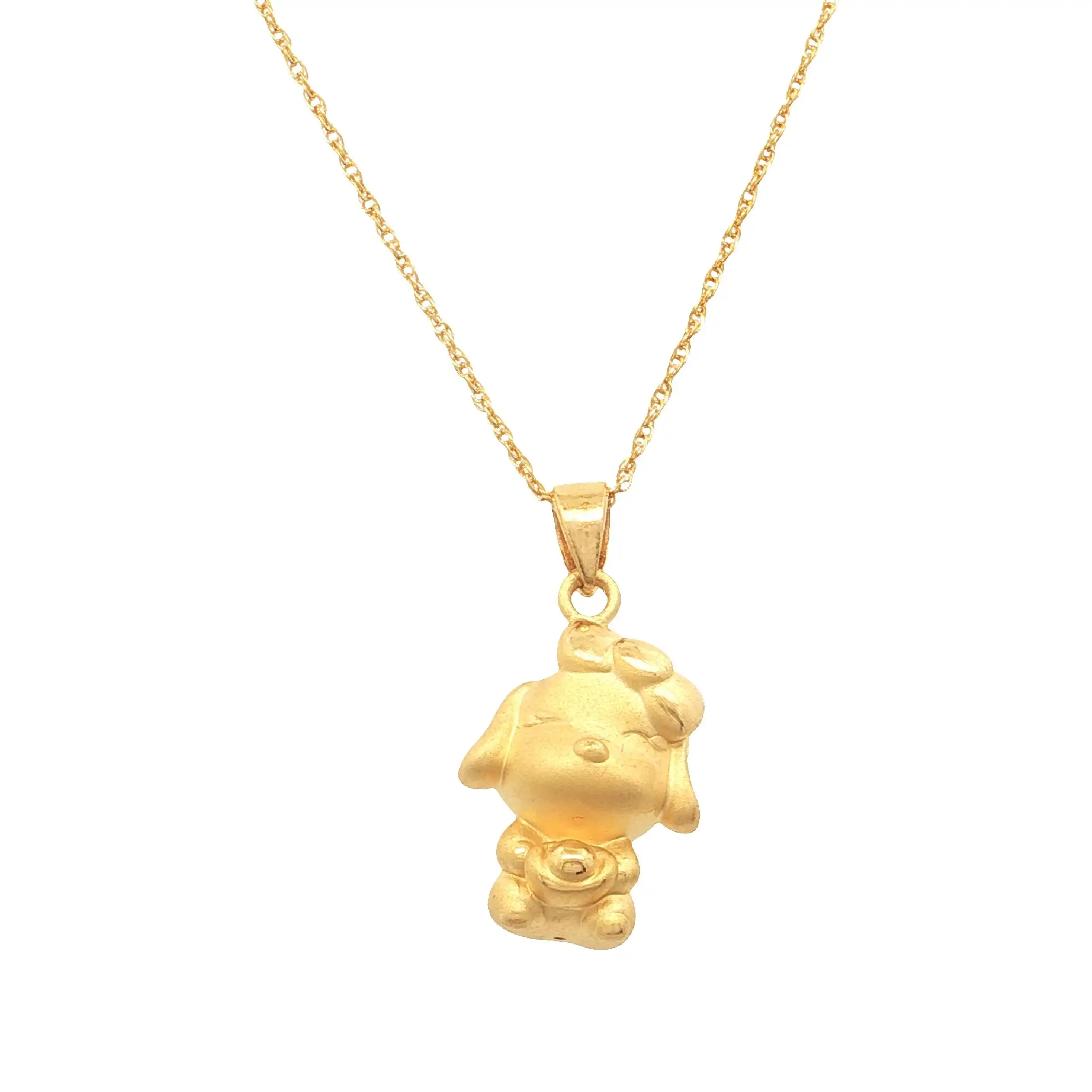 Kette Gelbgold mit Anhänger Hund mit schleife Kette Gelbgold mit Anhänger Hund mit schleife