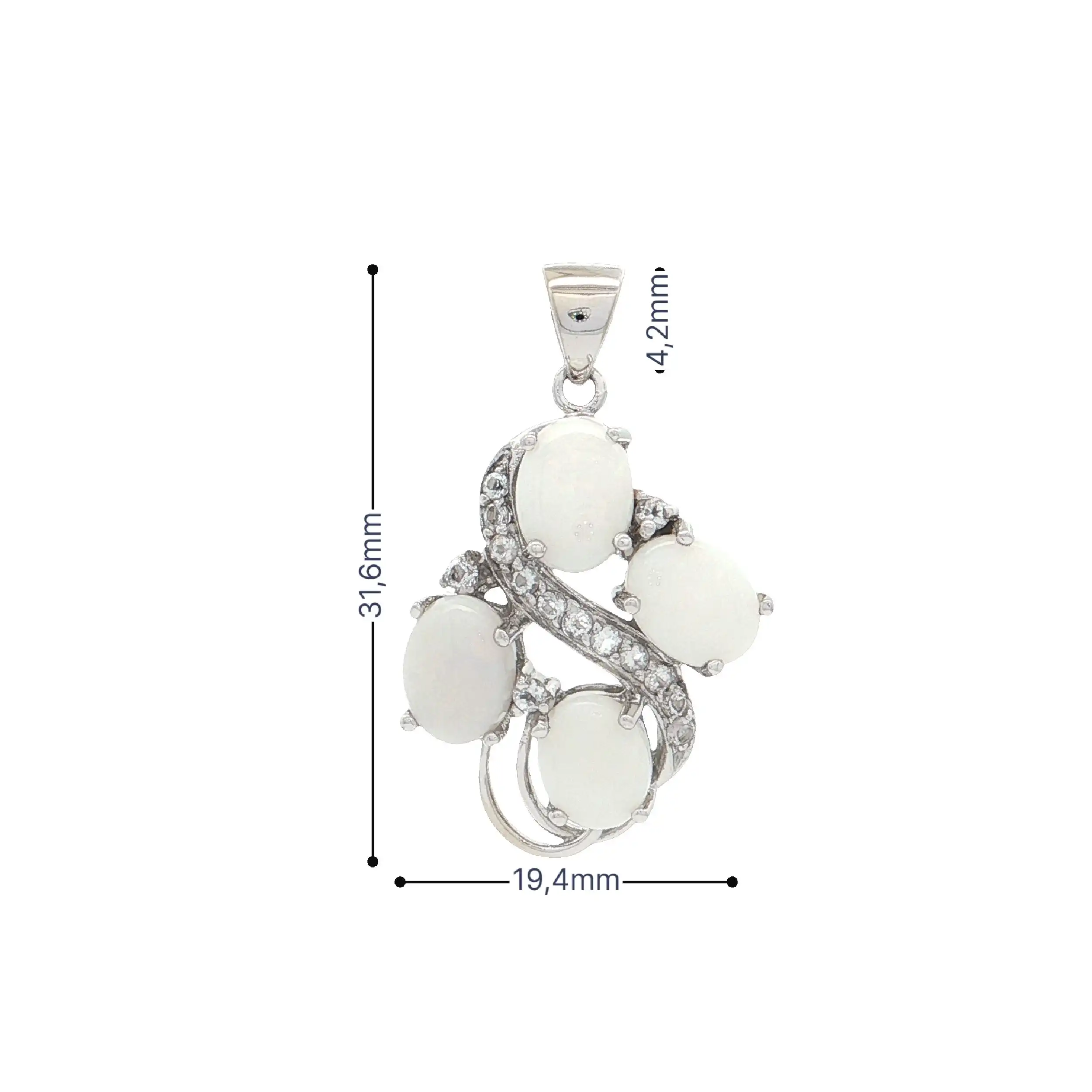 Anhänger Weißgold mit Opal und weißem Topas Anhänger Weißgold mit Opal und weißem Topas
