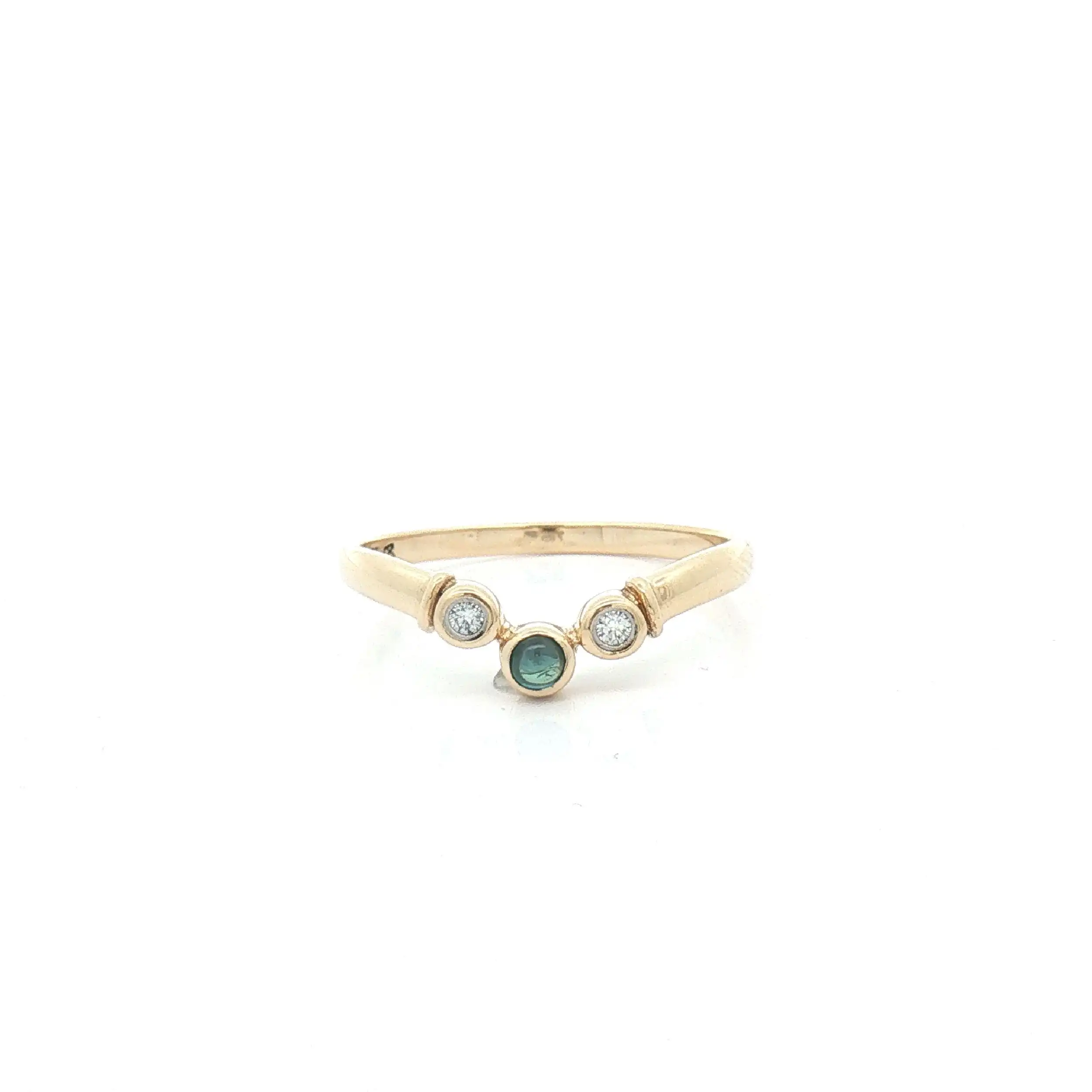 Ring Bicolor mit blauem Cabochon und Brillanten