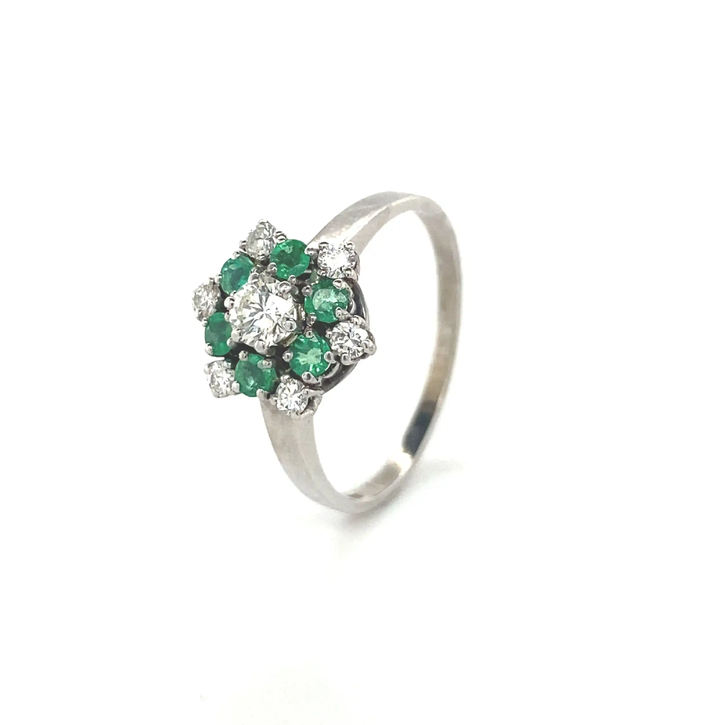 Ring Weißgold mit Smaragden und Brillanten Ring Weißgold mit Smaragden und Brillanten