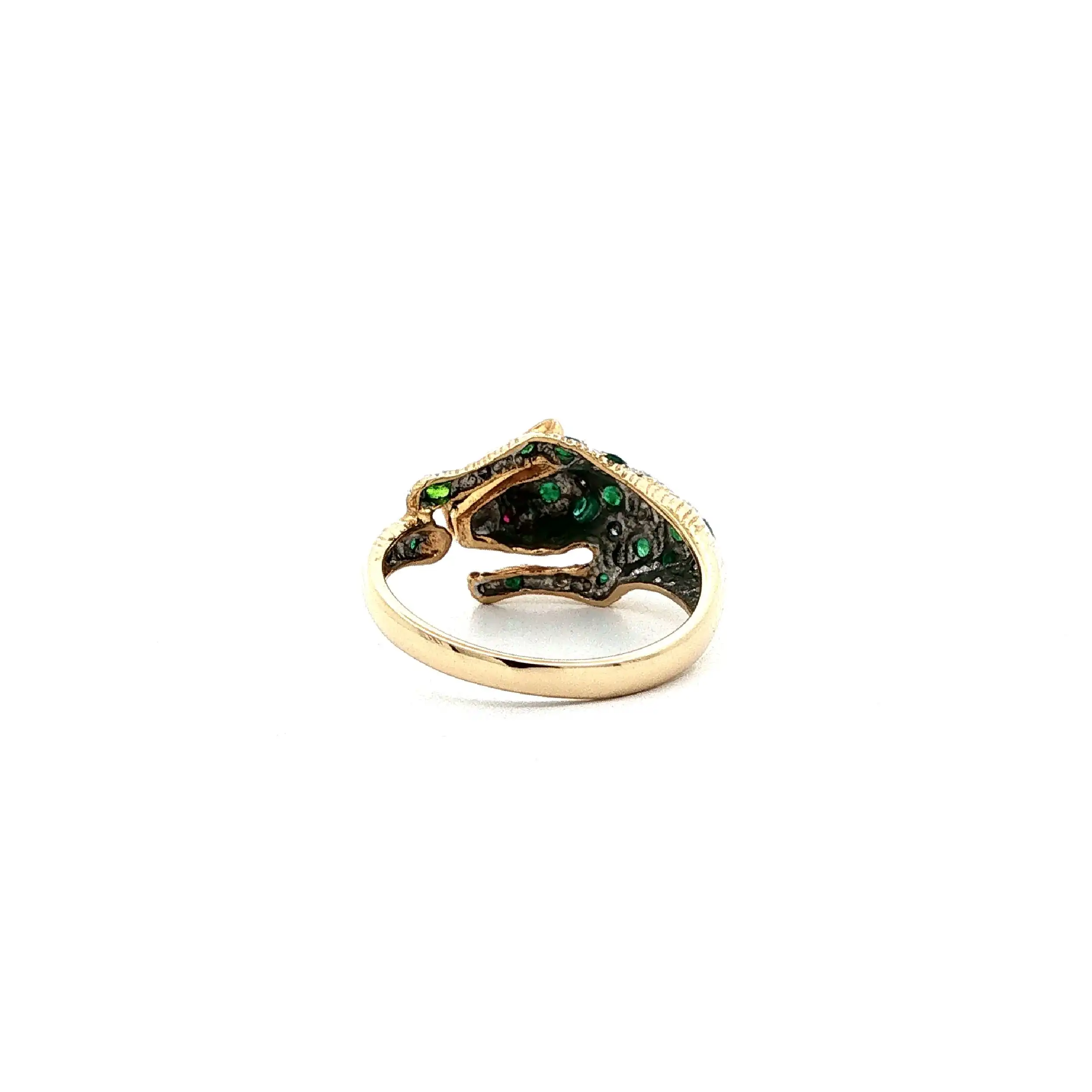 Ring Bicolor Leopard mit Smaragden, Rubine & Brillanten