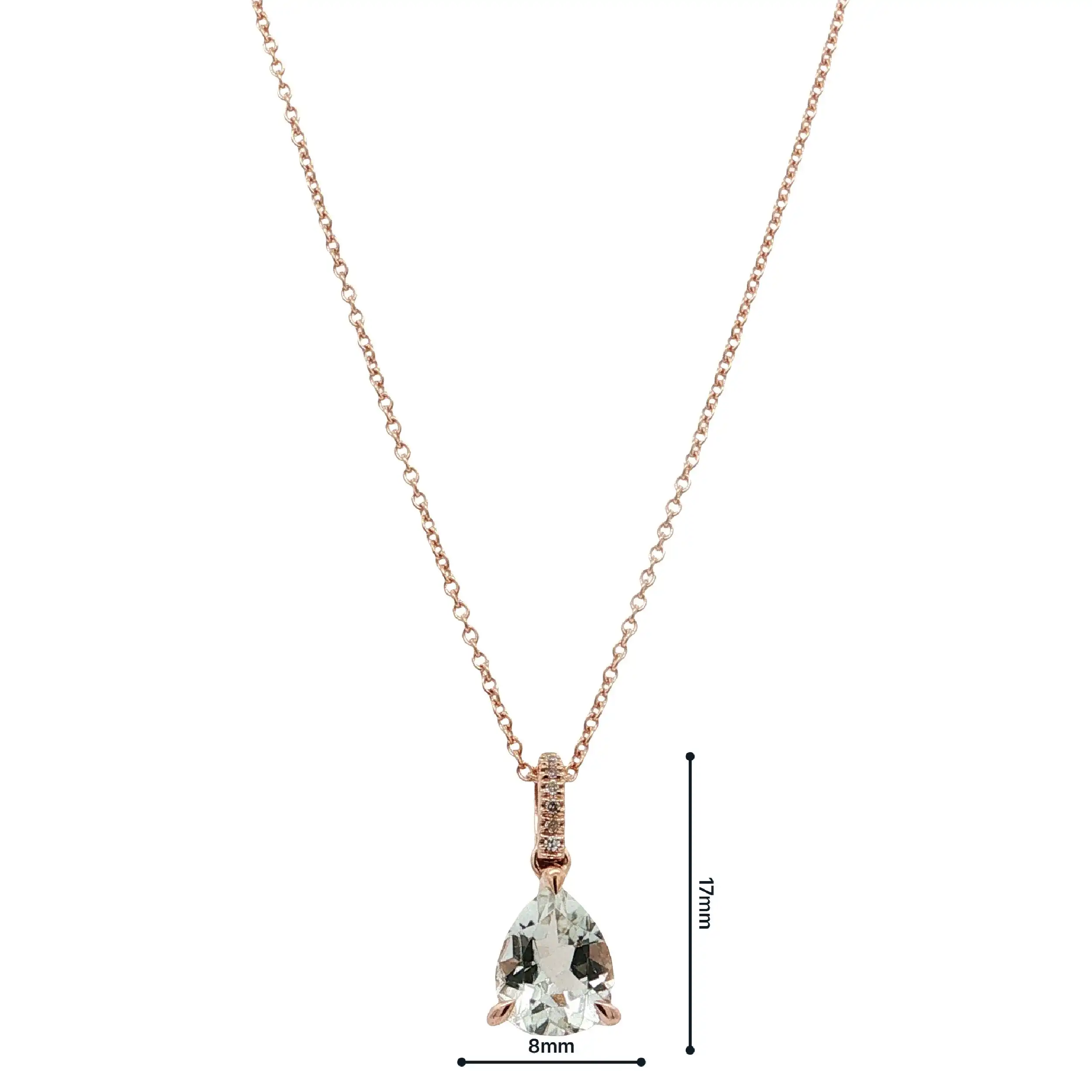 Collier Roségold mit Diamanten 0,02ct. TW/SI & grünem Amethyst 1,51ct. Collier Roségold mit Diamanten 0,02ct. TW/SI & grünem Amethyst 1,51ct.