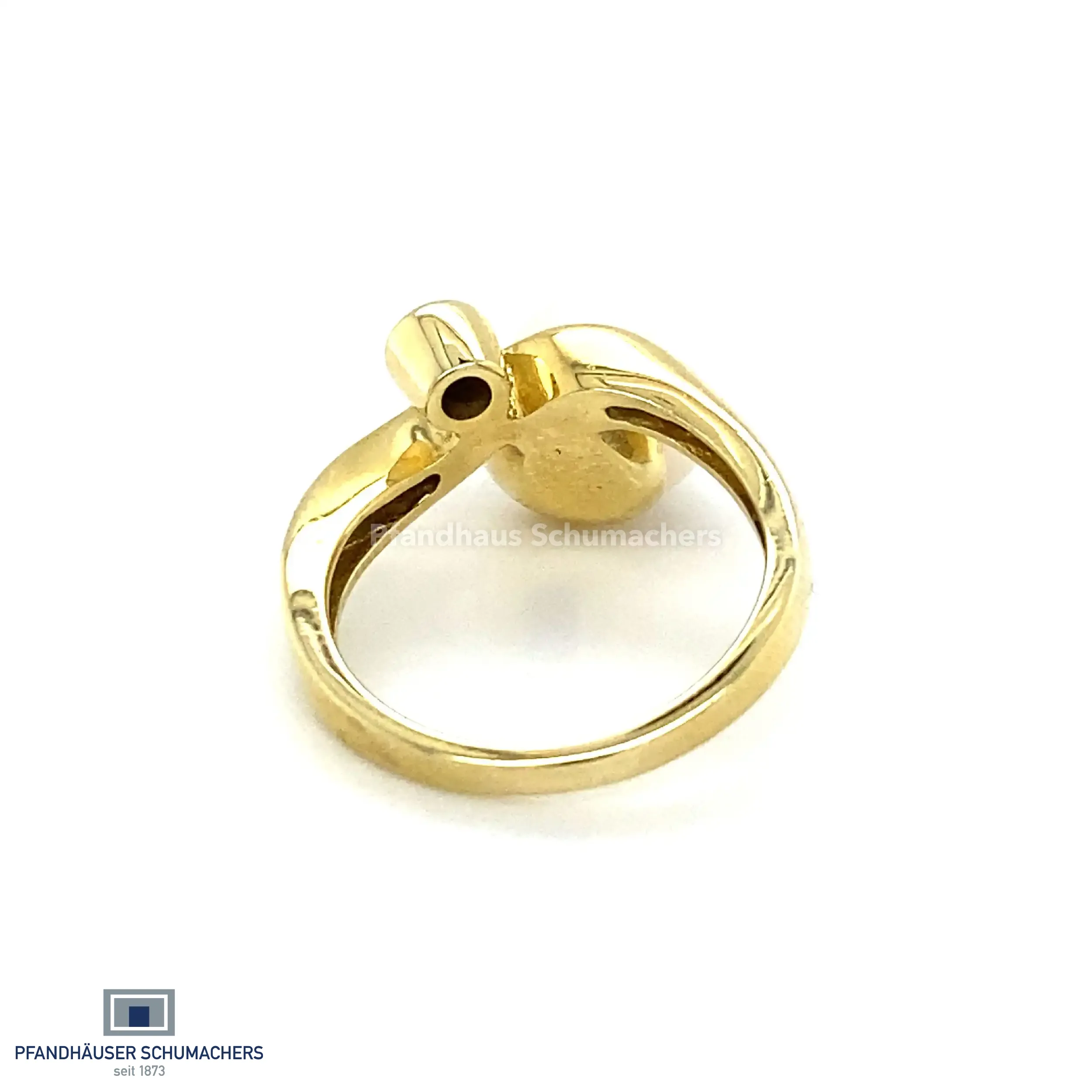 Ring Gelbgold mit Perle und Brillant, graviert mit 0,04ct 