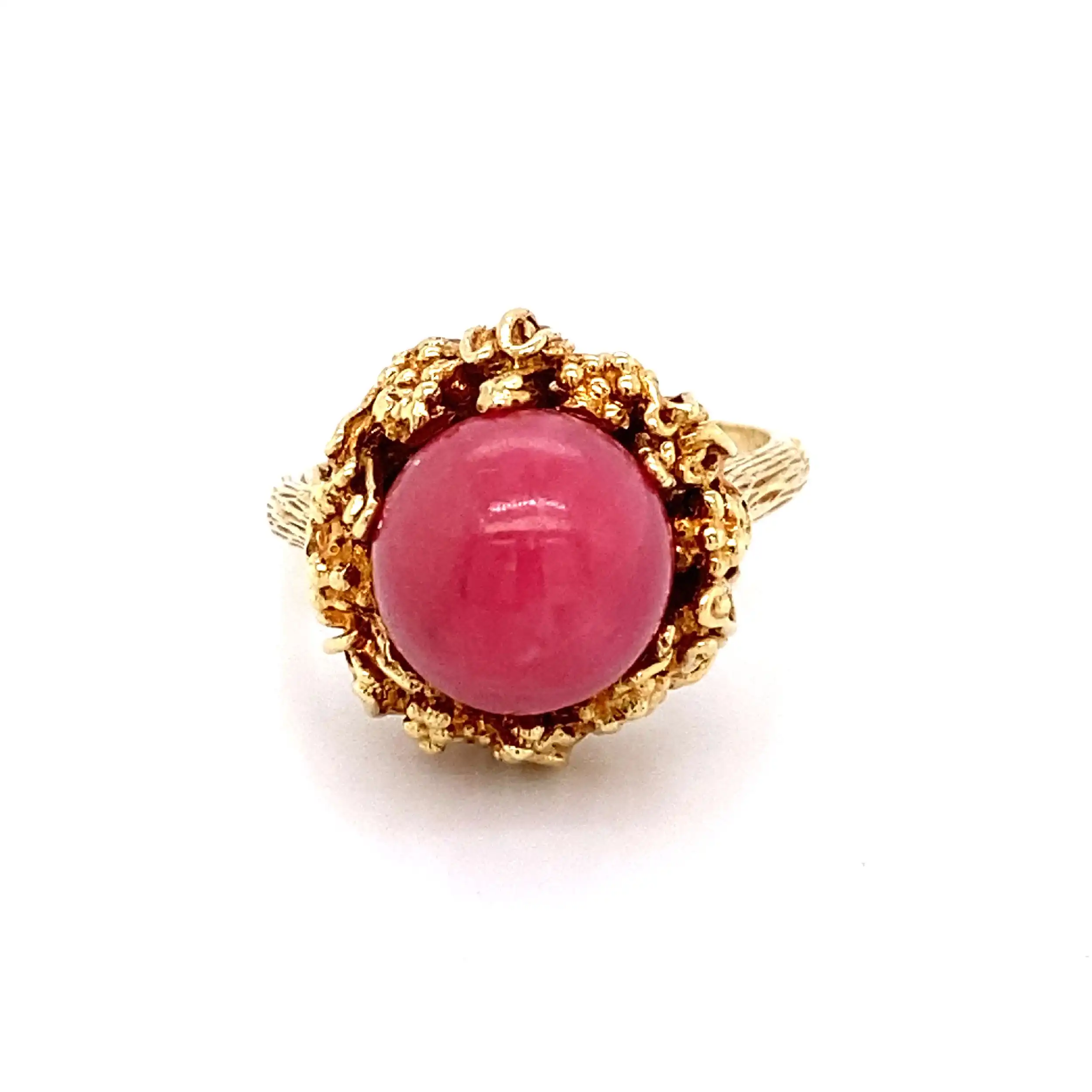 Ring Gelbgold mit Rhodonit Cabochon Ring Gelbgold mit Rhodonit Cabochon