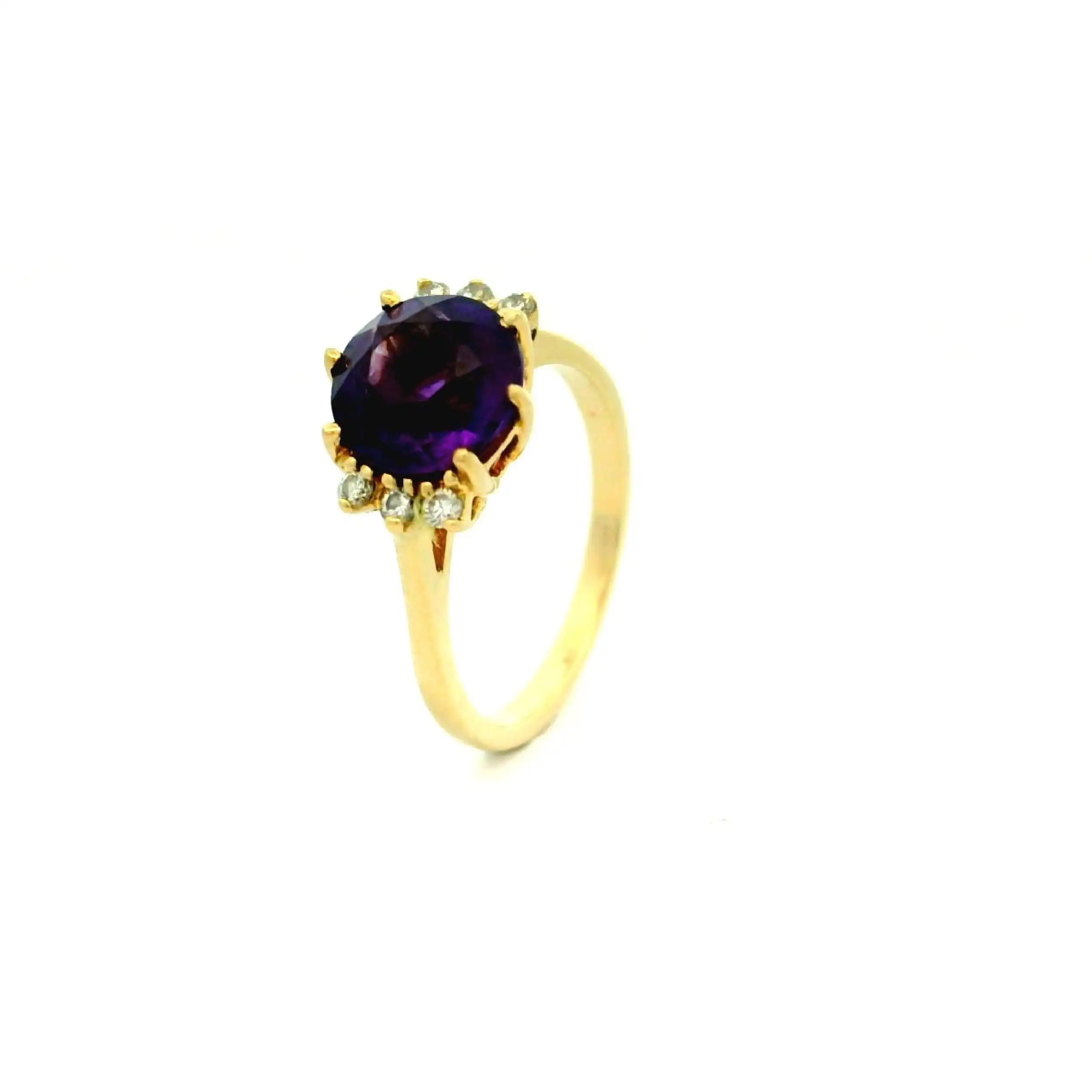 Ring Gelbgold mit Brillanten und lila Farbstein Ring Gelbgold mit Brillanten und lila Farbstein