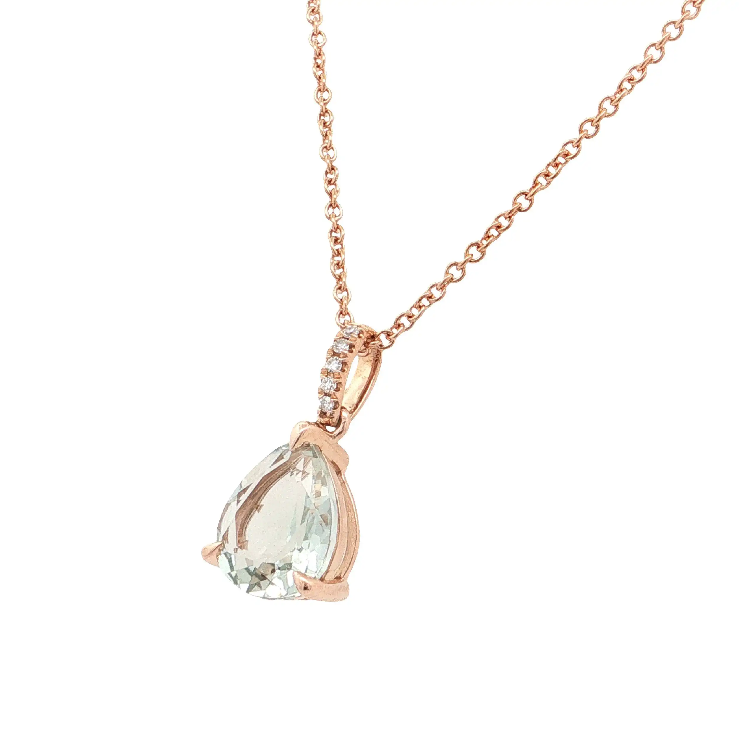 Ankercollier Roségold mit Diamanten und grünem Amethyst