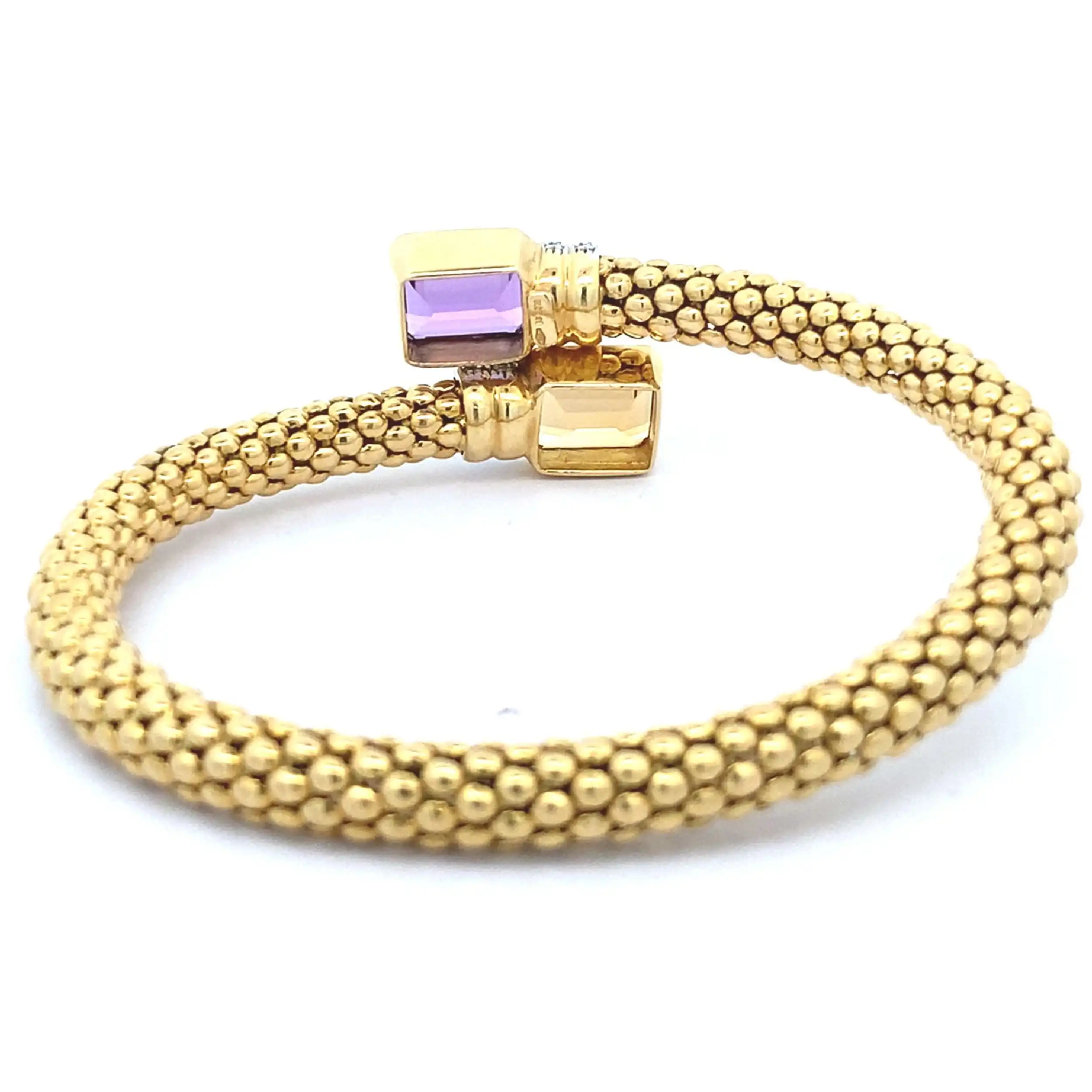 Himbeerarmreif Bicolor mit Amethyst, Citrin und Brillanten Himbeerarmreif Bicolor mit Amethyst, Citrin und Brillanten