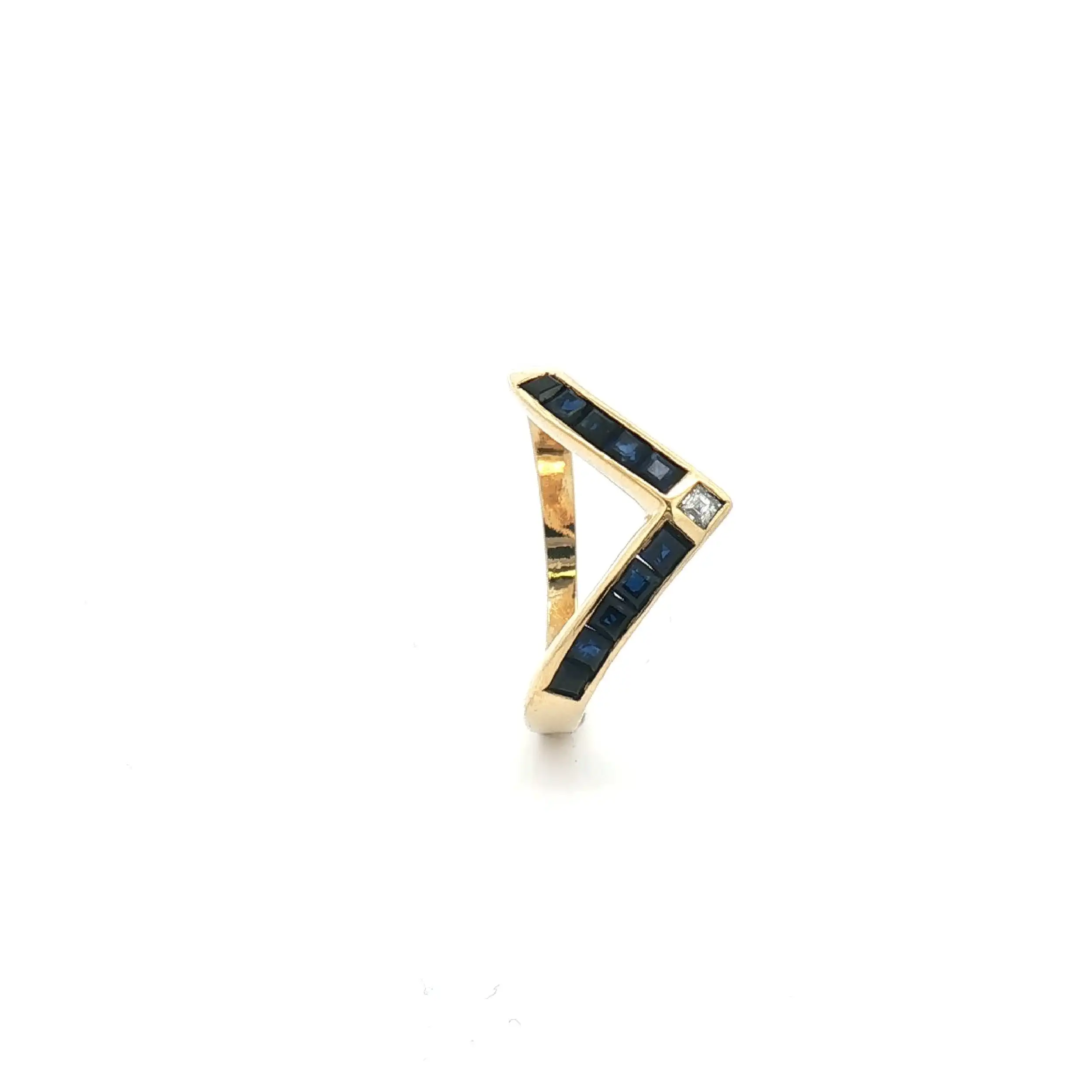 Ring Gelbgold mit Saphir und Diamant im Carree-Schliff Ring Gelbgold mit Saphir und Diamant im Carree-Schliff
