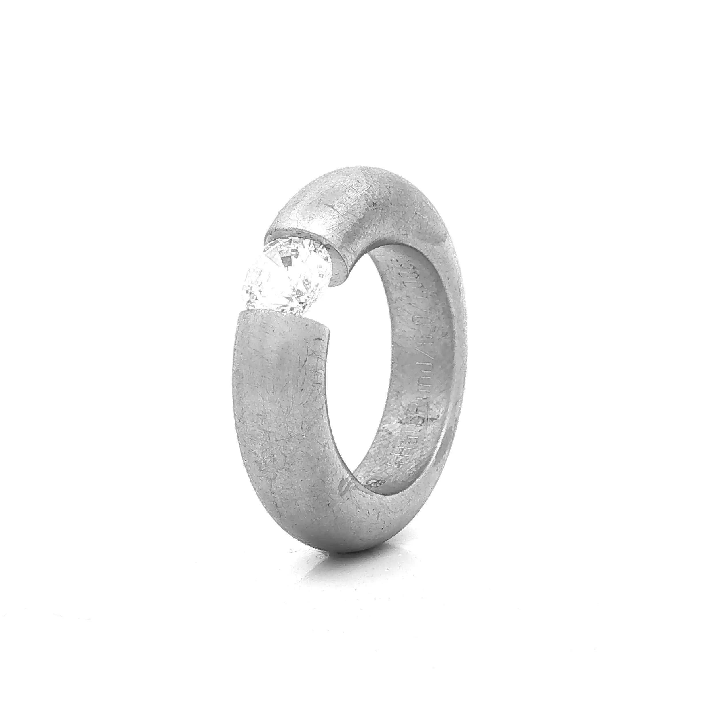 Spannring Silber Niessing "Musterring" Halbrund mit Zirkonia