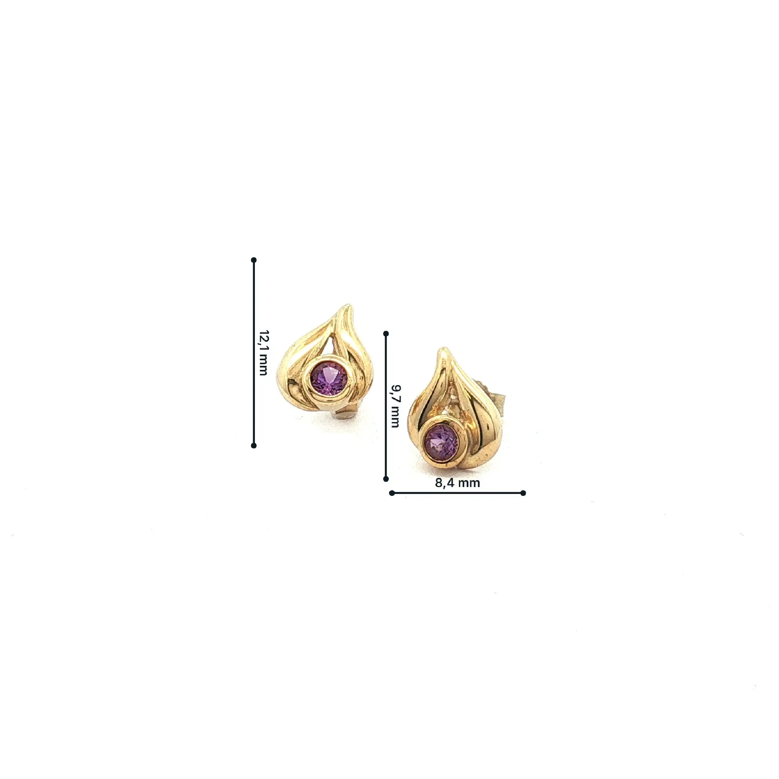 Paar Ohrstecker Gelbgold mit Amethyst Paar Ohrstecker Gelbgold mit Amethyst