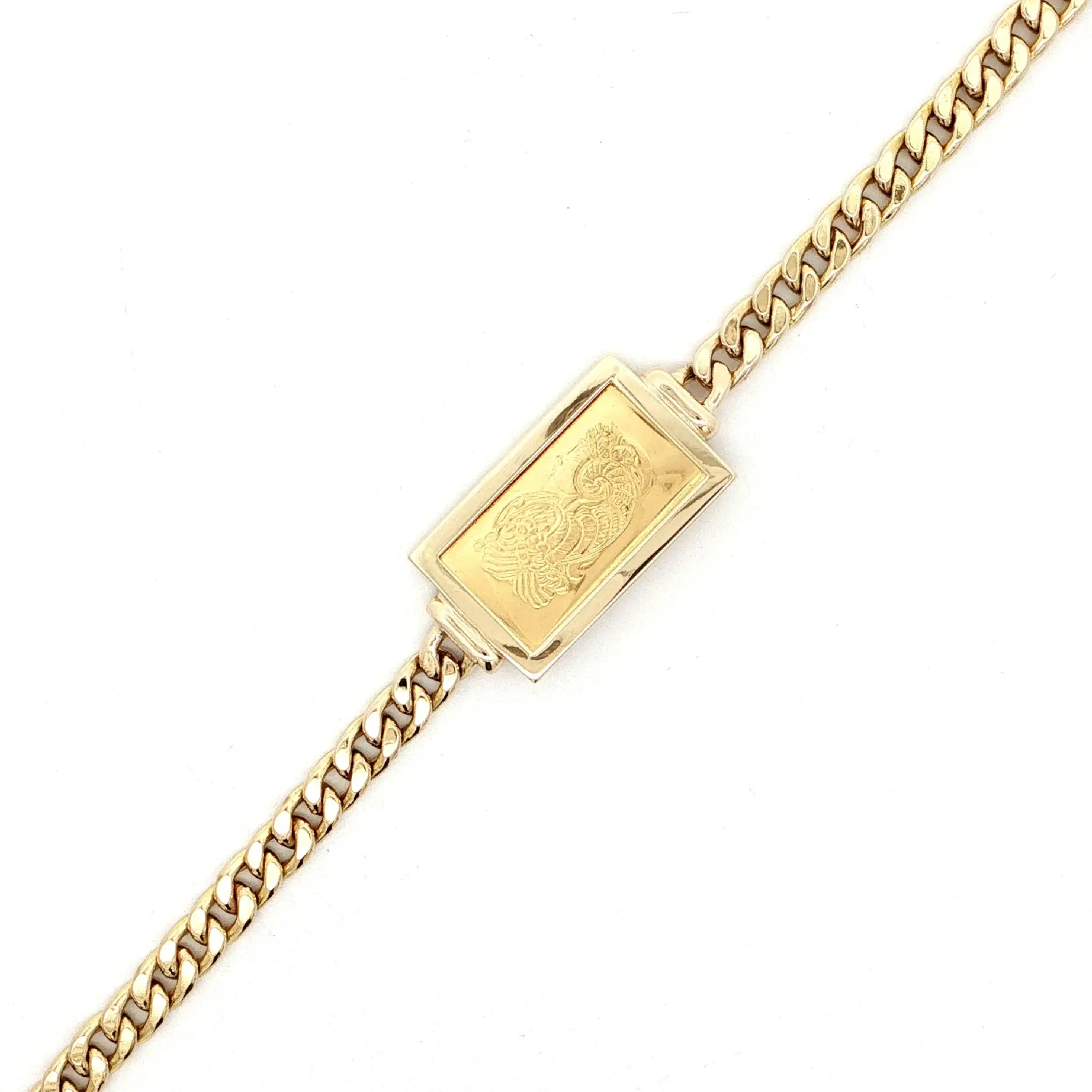 Panzerarmband Gelbgold hohl mit Barren Fine Gold