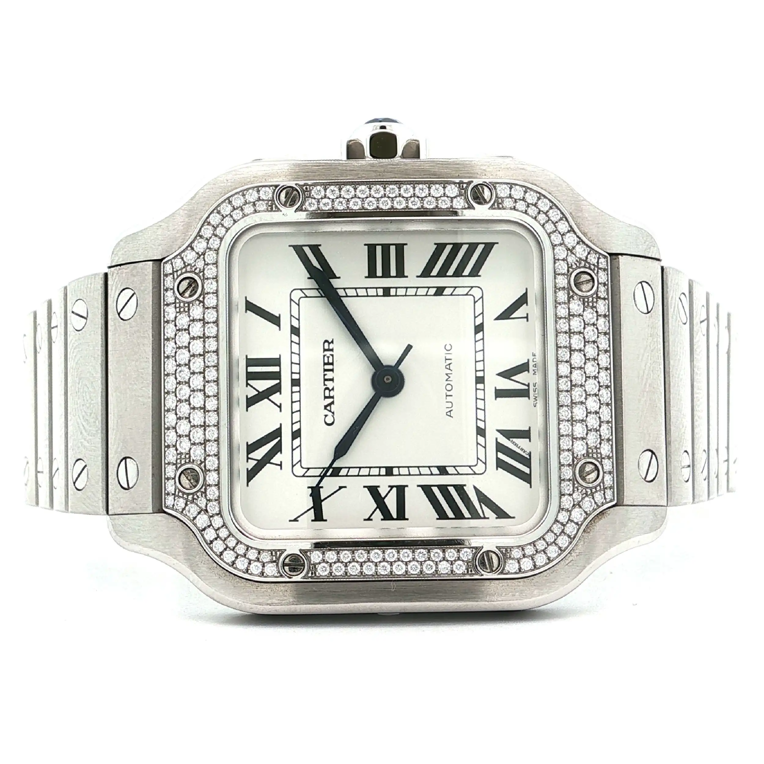 Herrenuhr Cartier Santos de Cartier mit Brillantbesatz Full Set Herrenuhr Cartier Santos de Cartier mit Brillantbesatz Full Set