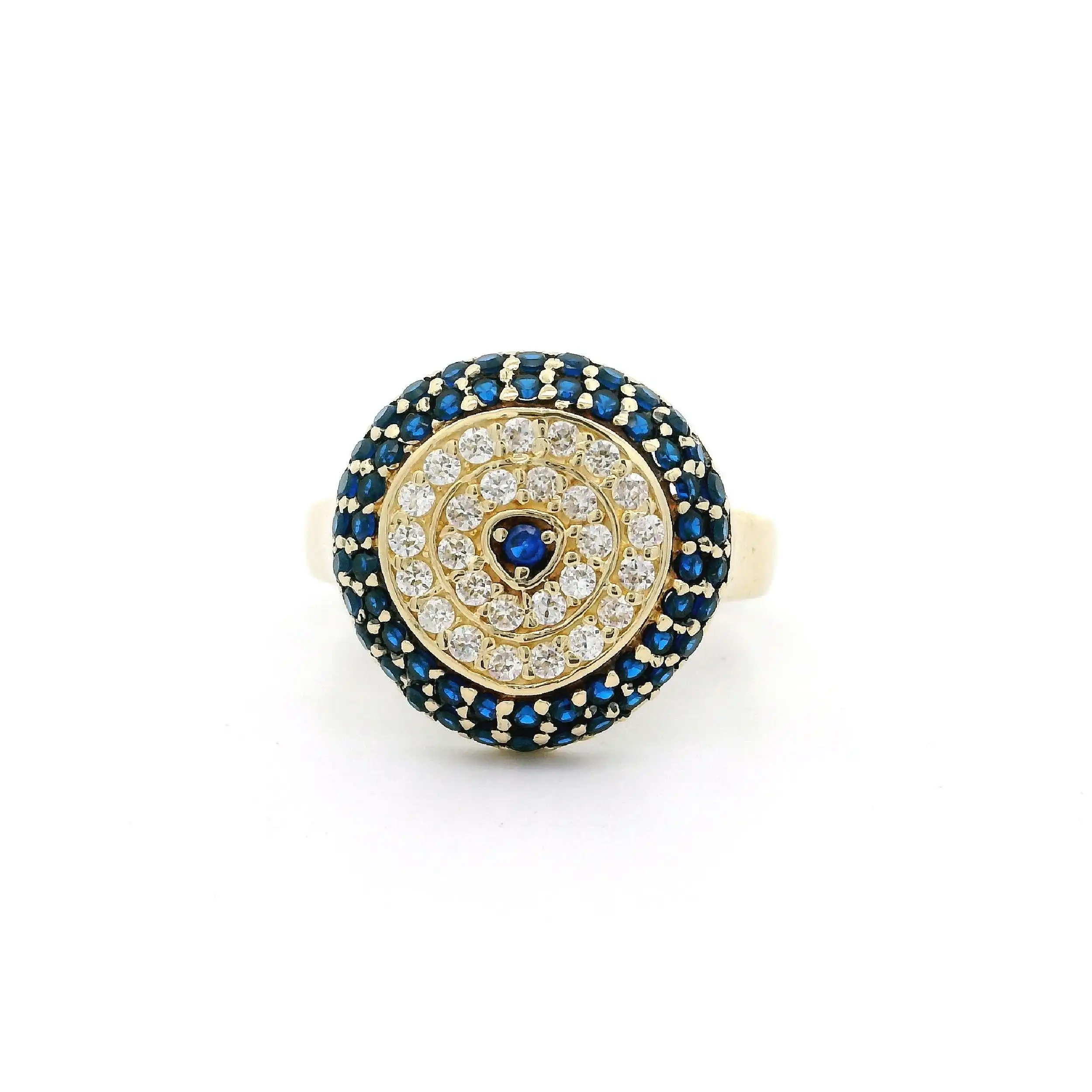 Ring Gelbgold mit blauen Farbsteinen & Zirkonia