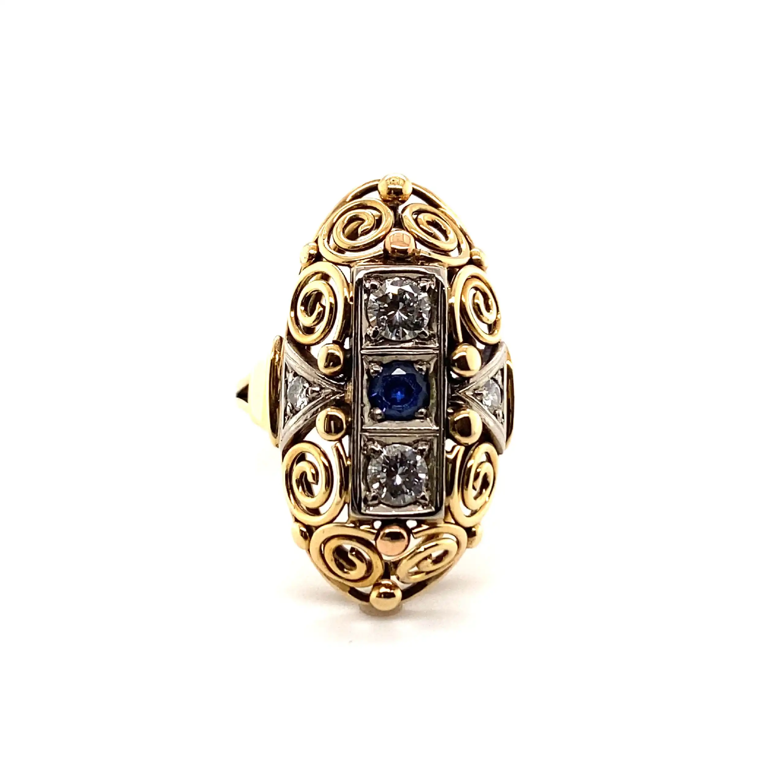 Ring Bicolor mit Saphir & Brillanten