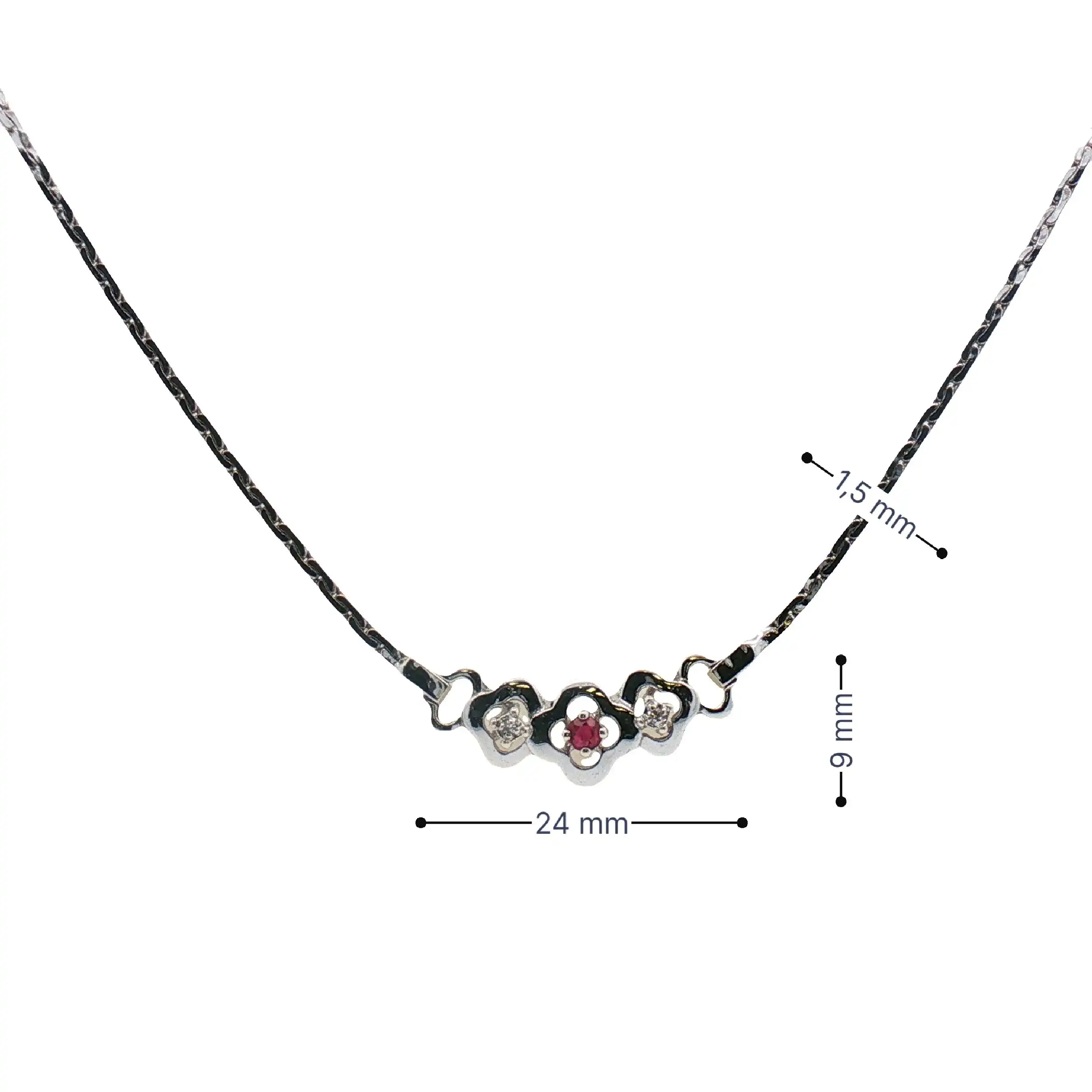 Collier Weißgold mit Diamanten und Rubin Collier Weißgold mit Diamanten und Rubin