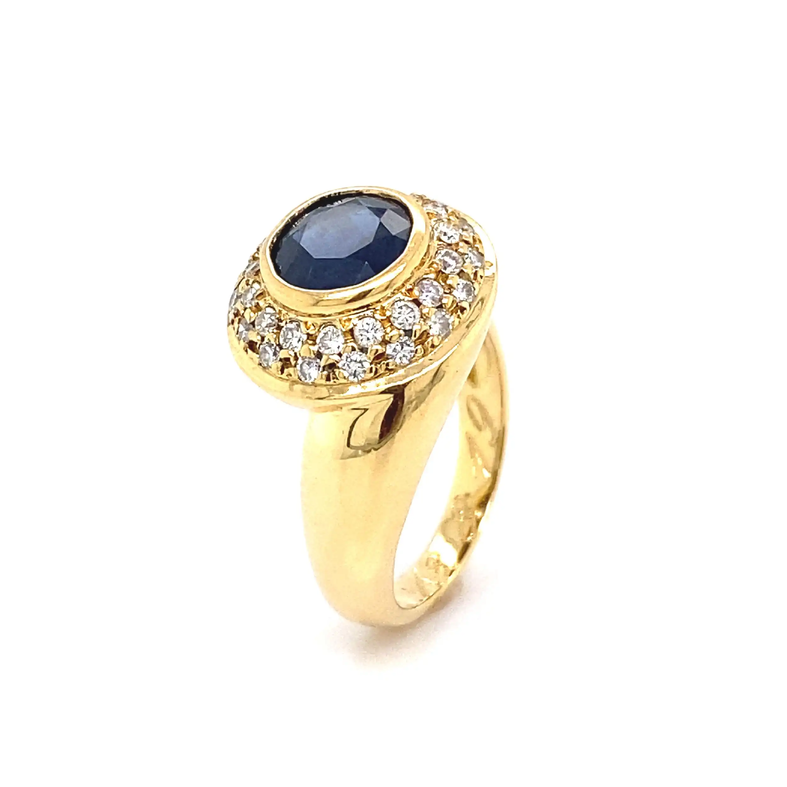 Ring Gelbgold mit Saphir und Brillanten, mit Expertise Ring Gelbgold mit Saphir und Brillanten, mit Expertise