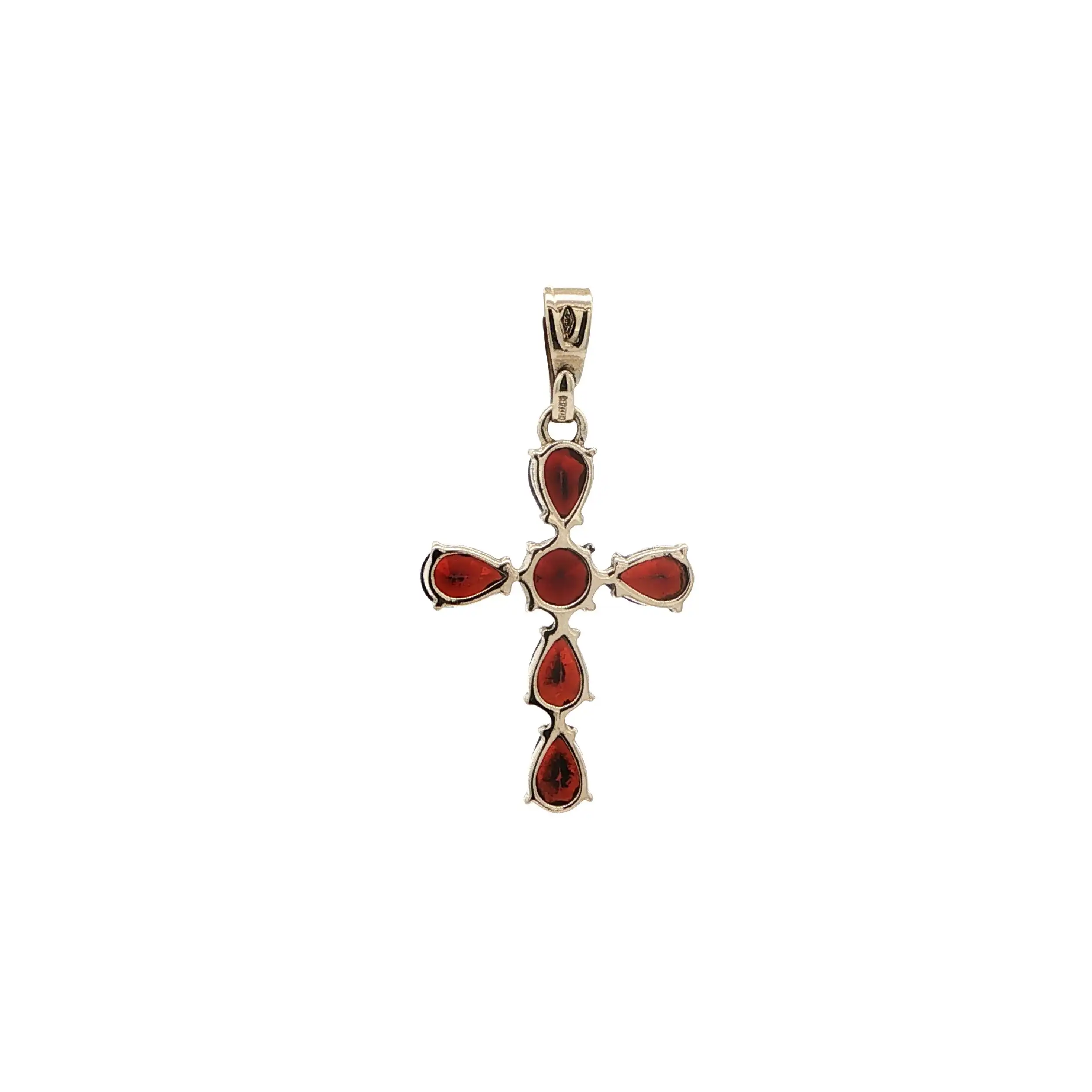 Anhänger Gelbgold Kreuz mit Granat