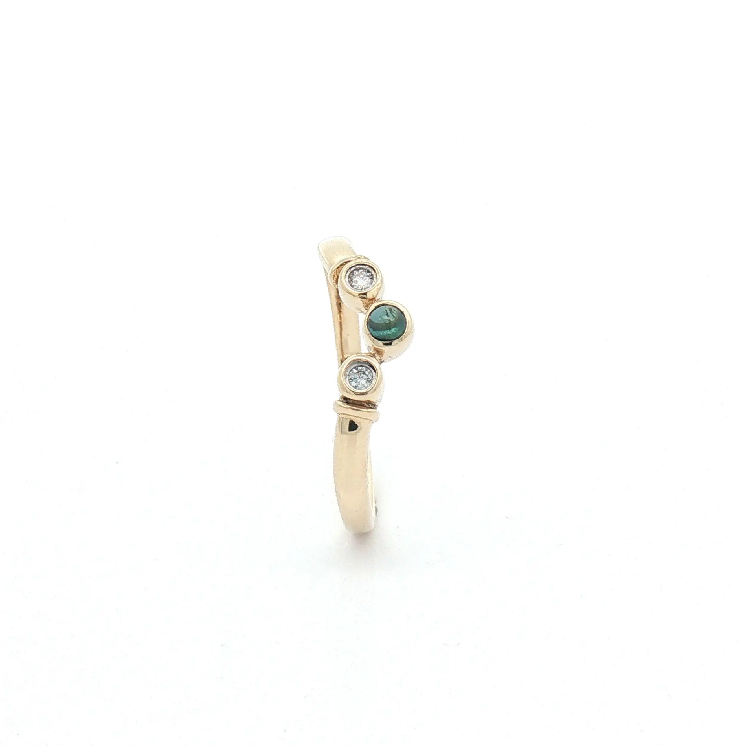 Ring Bicolor mit blauem Cabochon und Brillanten
