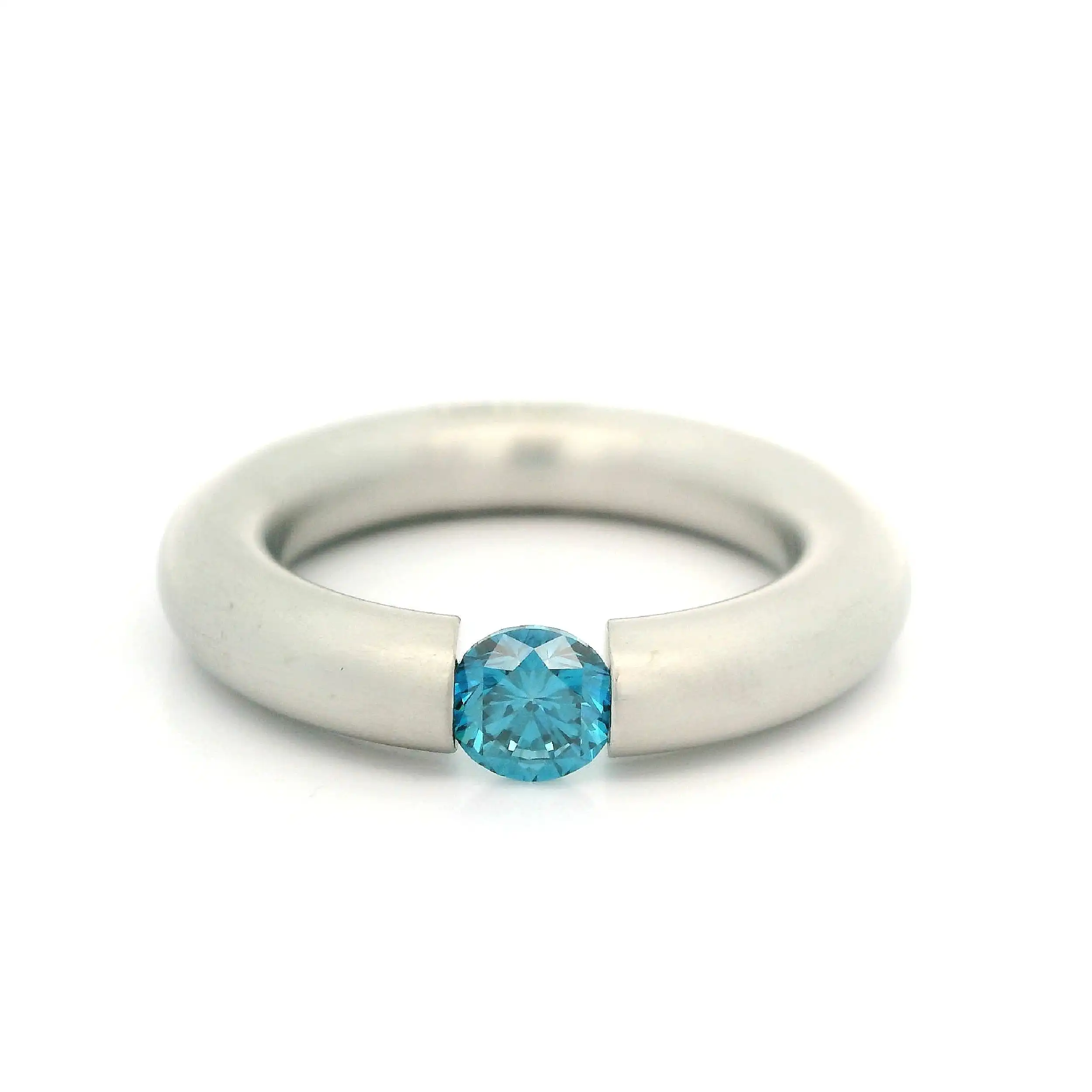 Spannring Platin mit blauem Brillanten "Niessing"