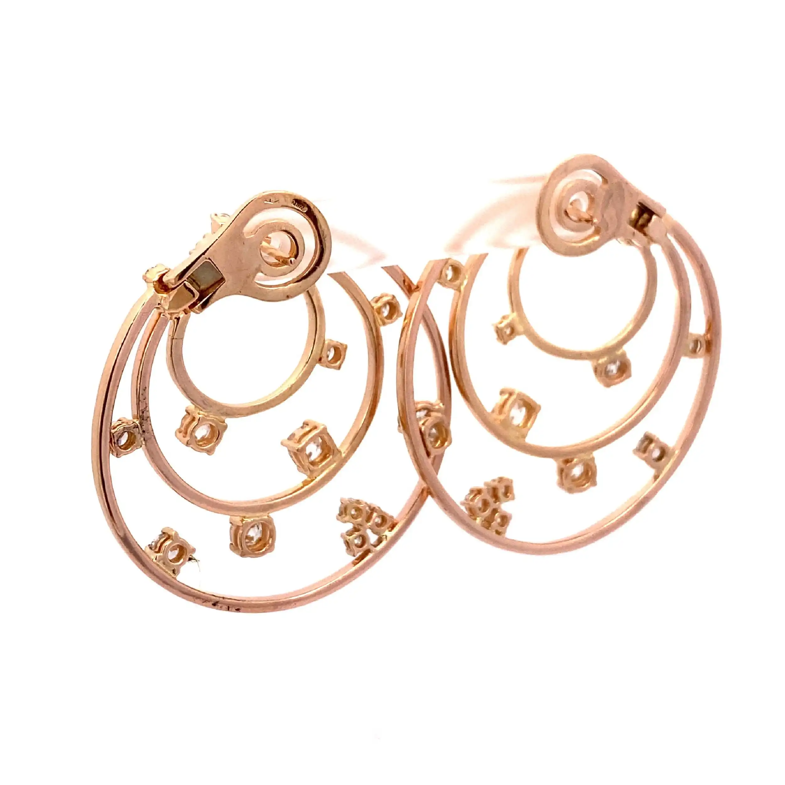 Paar Creolen Rosegold mit Brillanten und Diamanten Altschliff Paar Creolen Rosegold mit Brillanten und Diamanten Altschliff