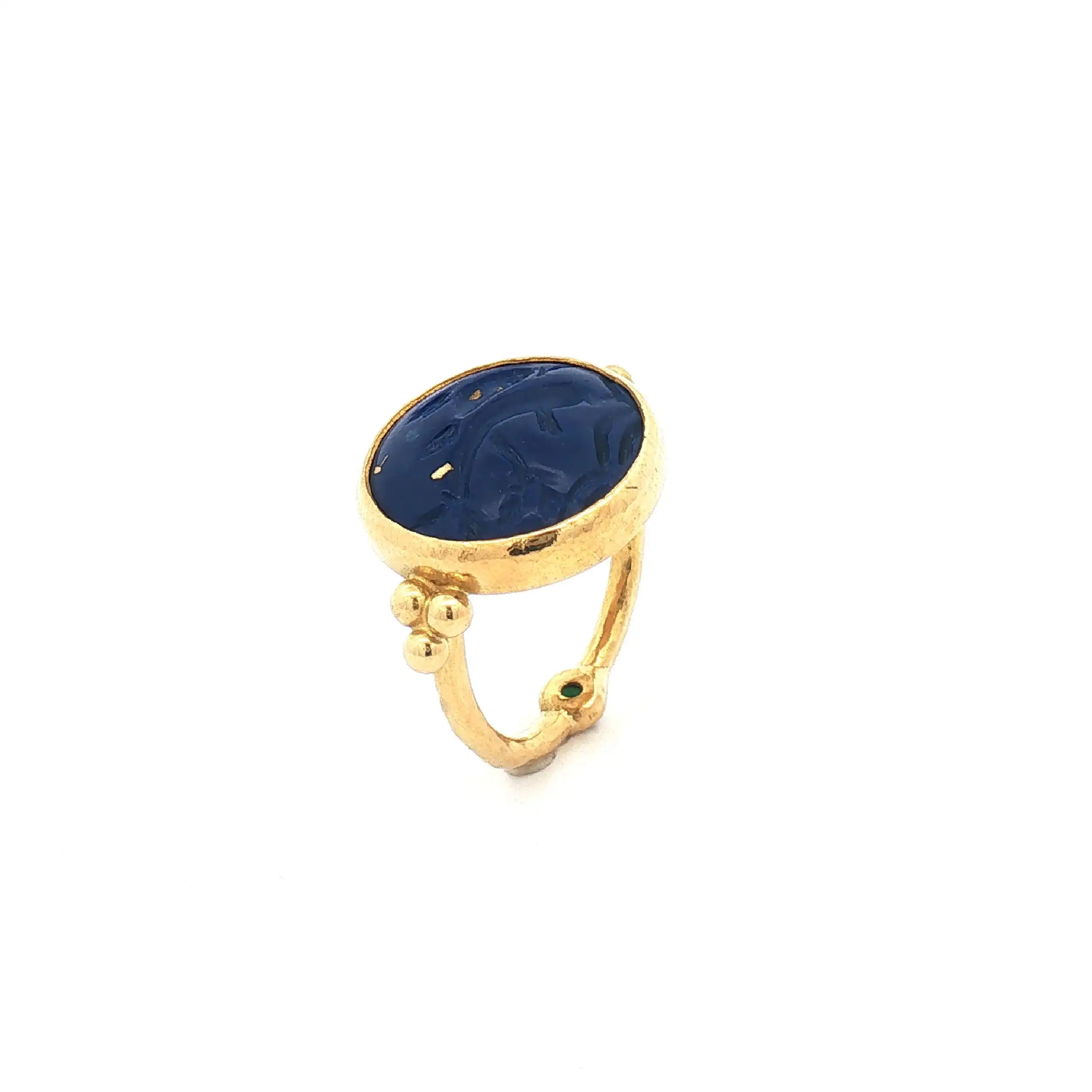 Ring Gelbgold mit blauem Farbstein