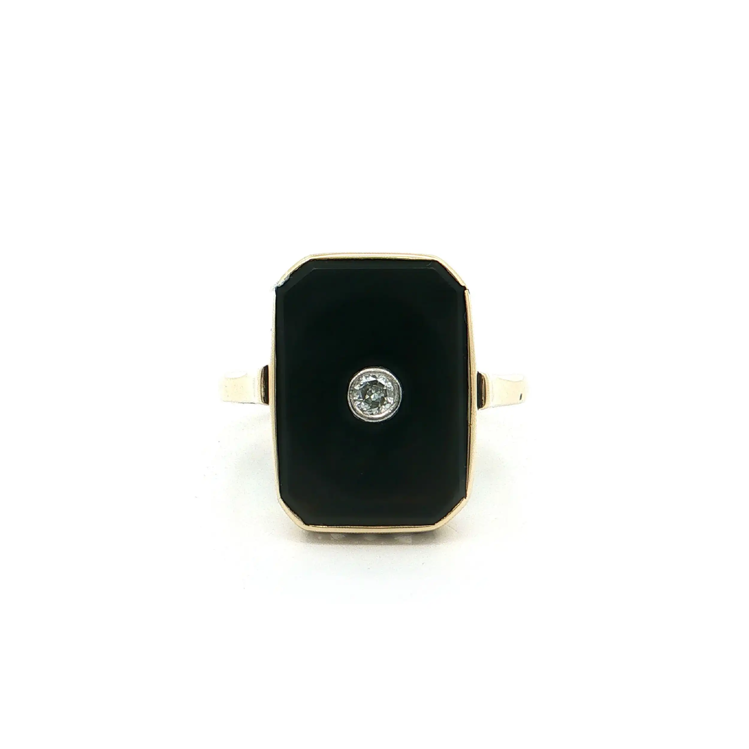 Ring Gelbgold mit Onyx und Brillant