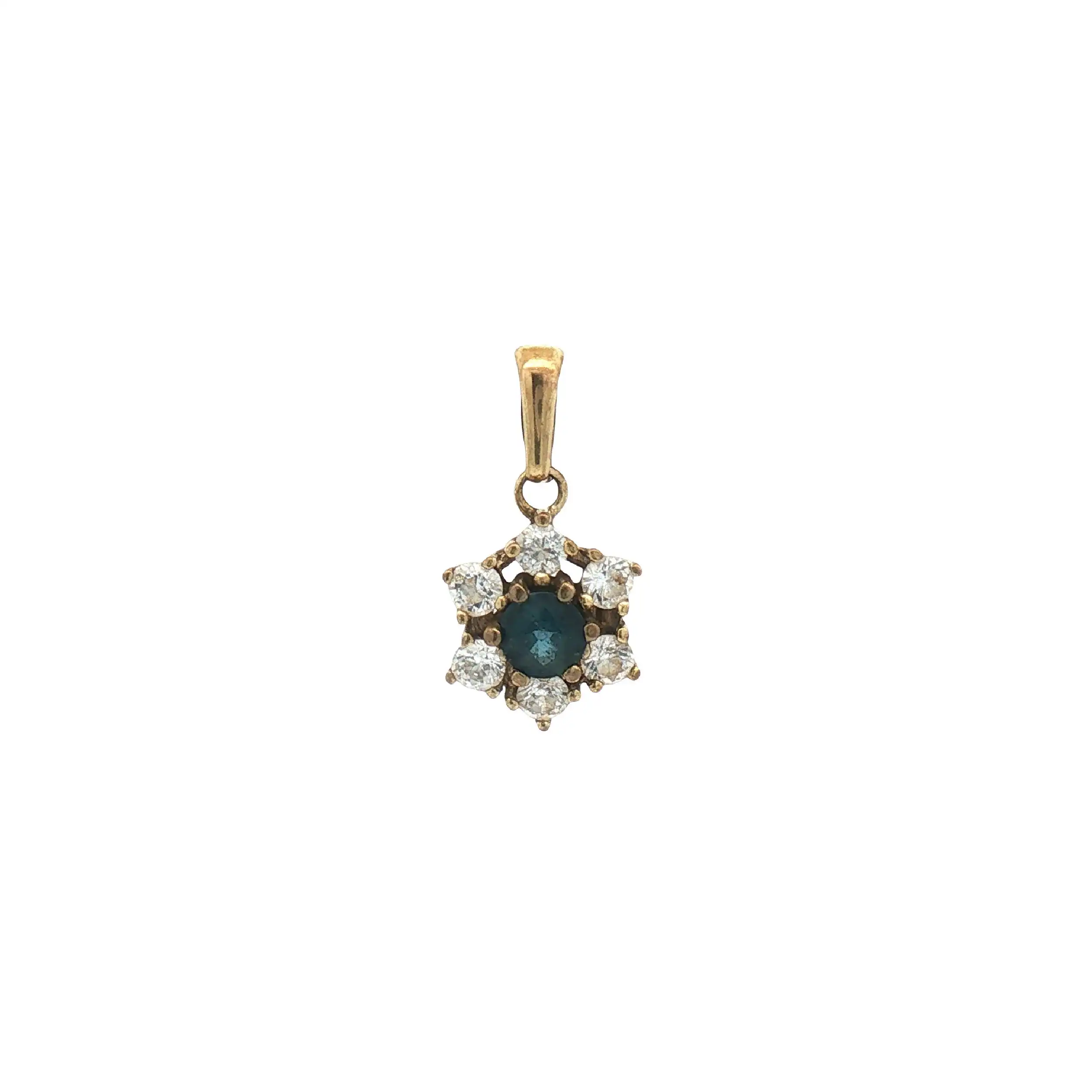 Anhänger Gelbgold mit Zirkonia und blauem Farbstein