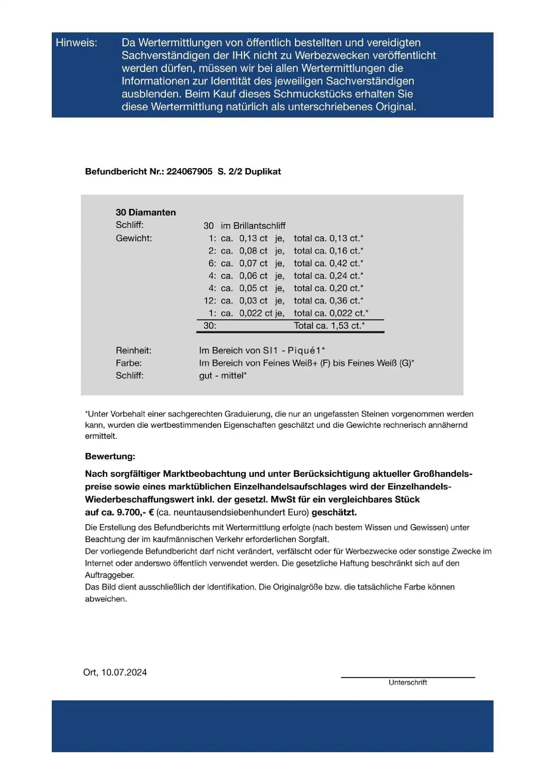 Collier Weißgold mit Saphir und Brillanten, mit EPL Expertise Collier Weißgold mit Saphir und Brillanten, mit EPL Expertise