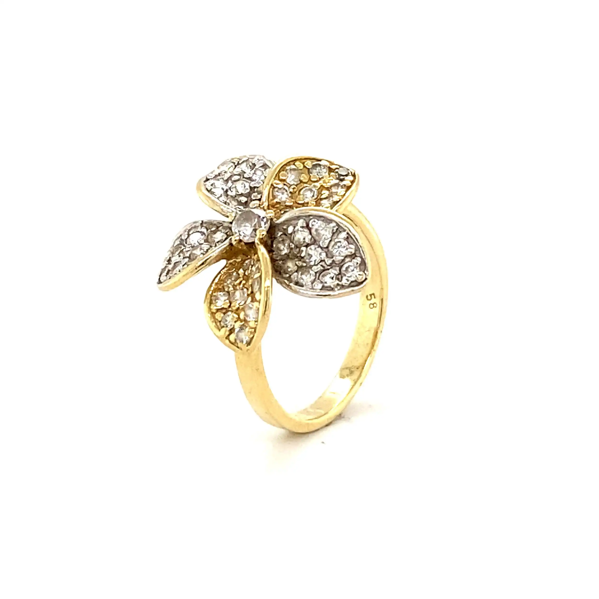 Ring Bicolor Blumenmuster mit Zirkonia Ring Bicolor Blumenmuster mit Zirkonia