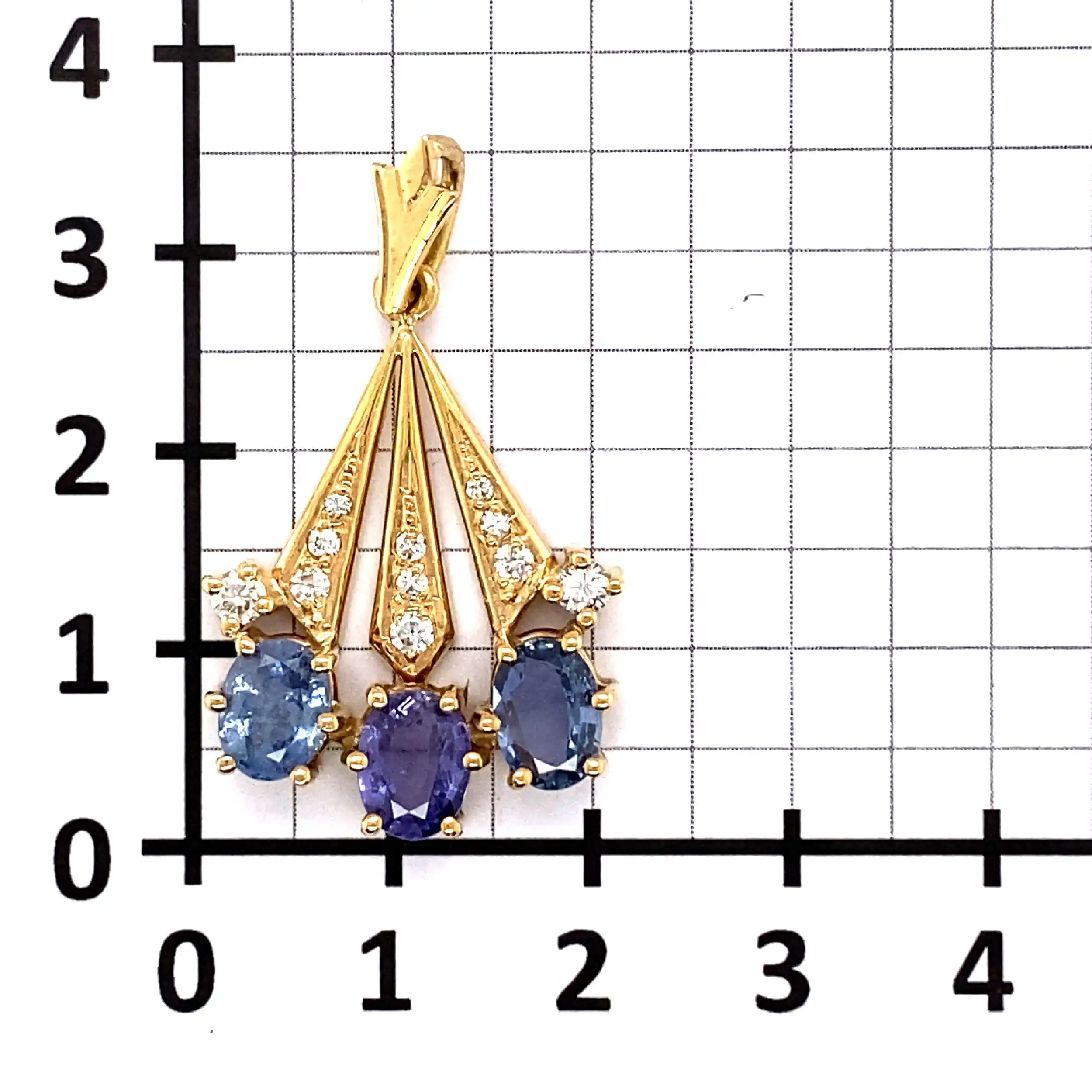 Anhänger Gelbgold mit blauen Farbsteinen & Brillanten