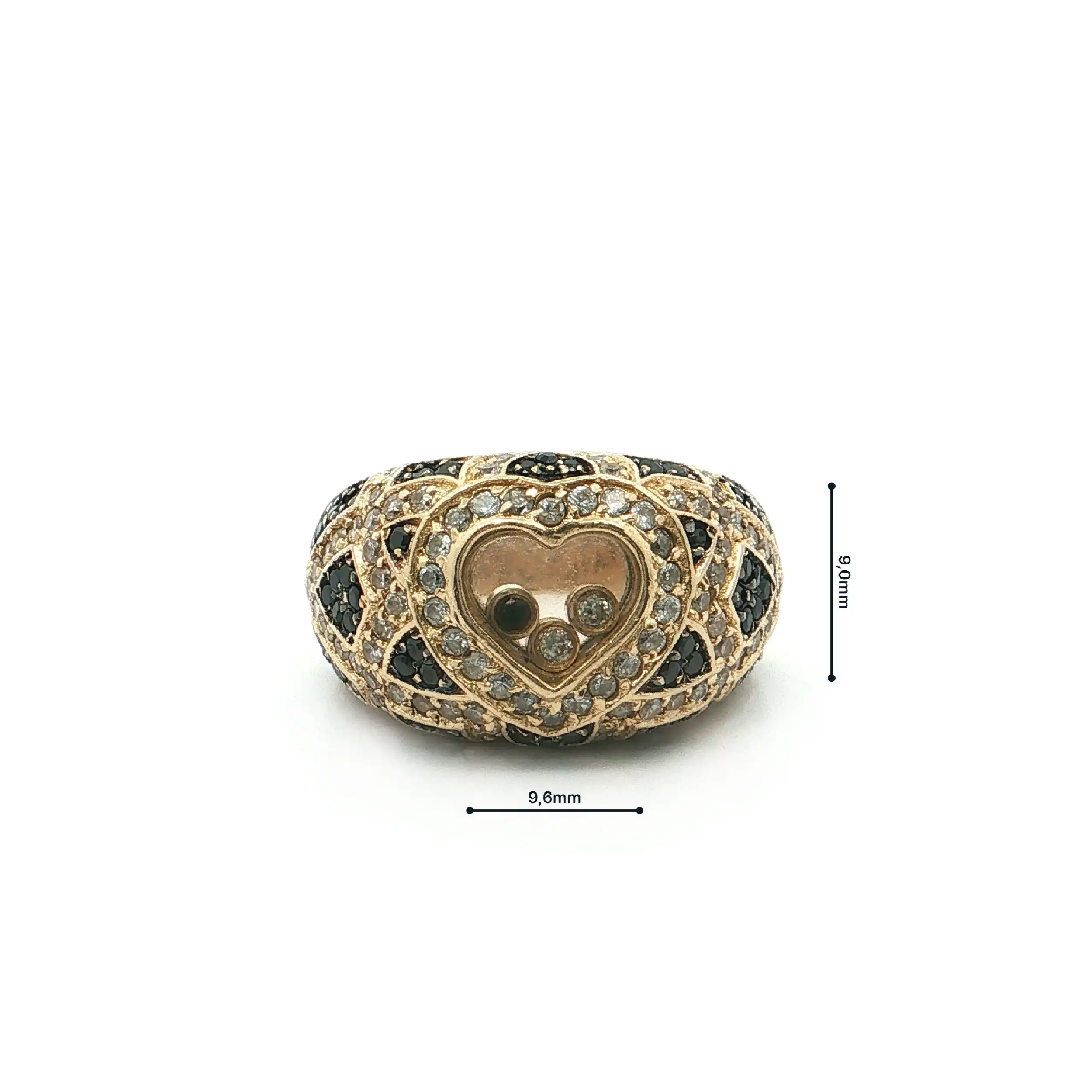 Ring Gelbgold mit schwarzen und weißen Zirkonia Ring Gelbgold mit schwarzen und weißen Zirkonia