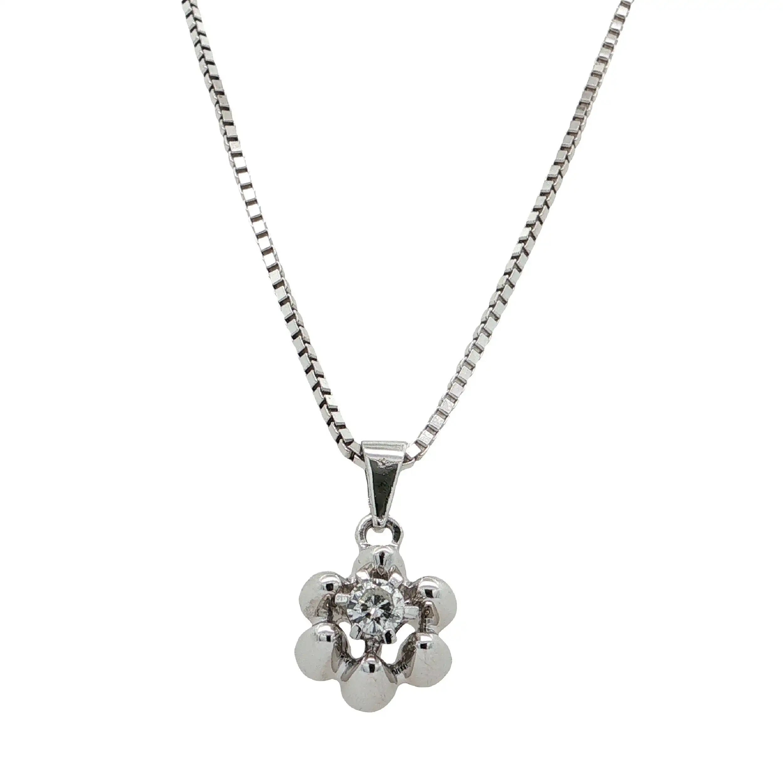 Veneziakette Weißgold mit Anhänger & Brillant Veneziakette Weißgold mit Anhänger & Brillant