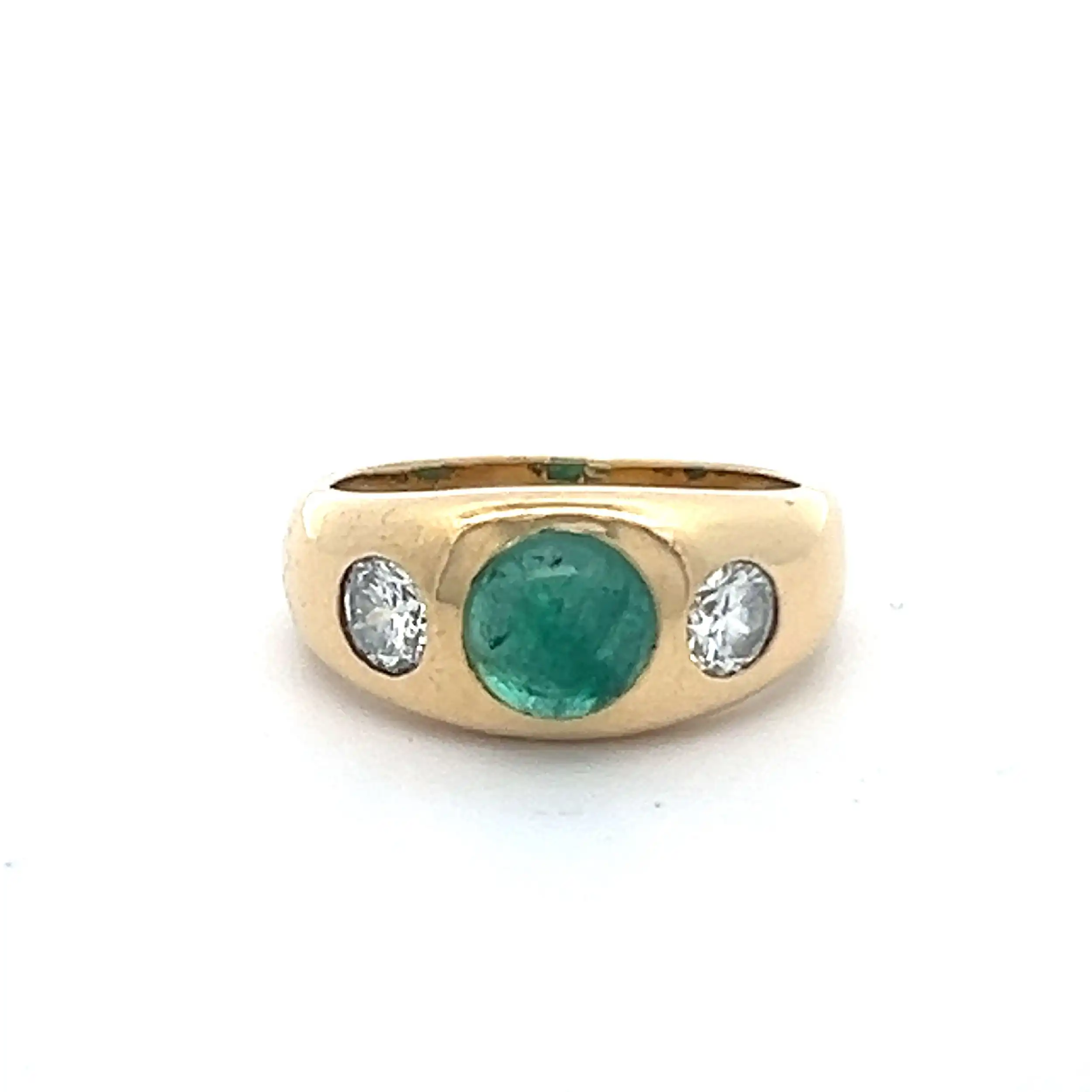 Ring Gelbgold mit Brillanten und Smaragd Cabochon