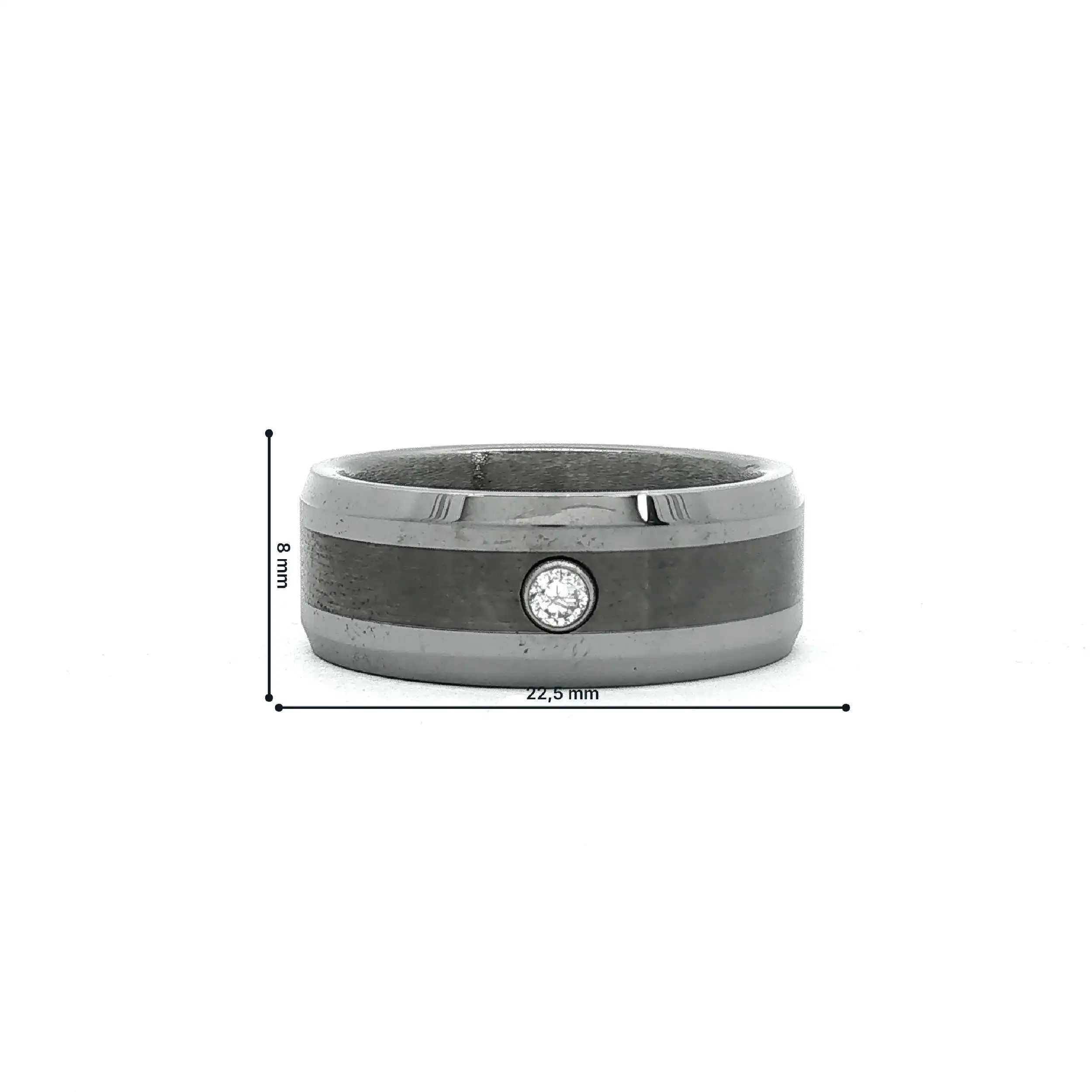 Ring Wolfram mit Zirkonia Ring Wolfram mit Zirkonia