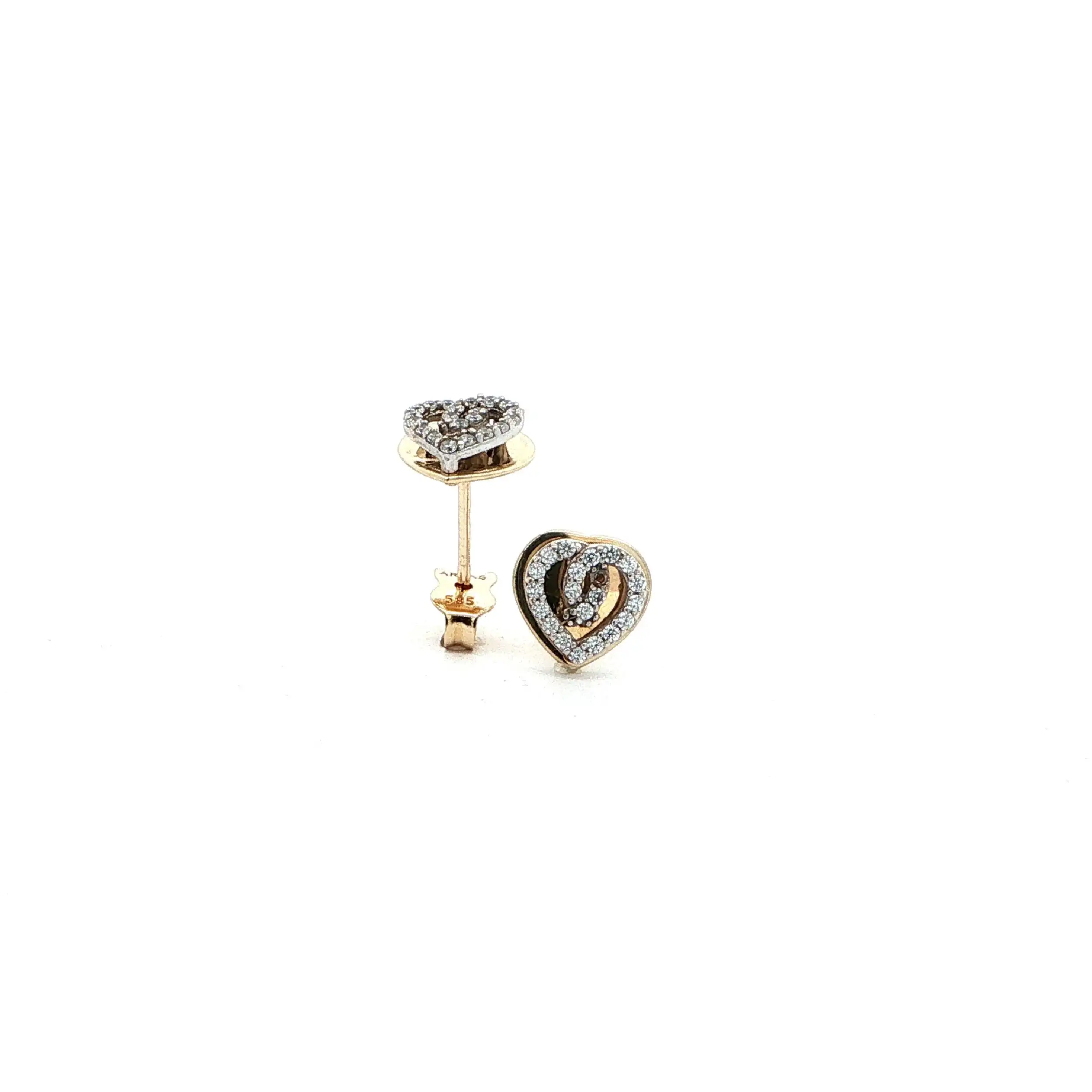 Ohrstecker Bicolor Herz mit Zirkonia Ohrstecker Bicolor Herz mit Zirkonia
